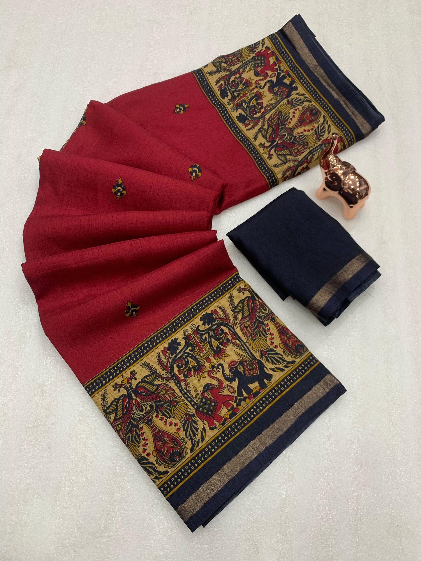 Kayatri New Pure soft Tusser Kashmiri printed saree with Rich Pallu & Fancy Golden Border Saree