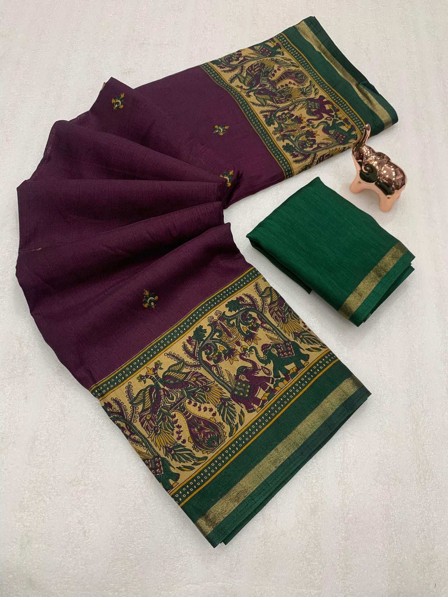 Kayatri New Pure soft Tusser Kashmiri printed saree with Rich Pallu & Fancy Golden Border Saree