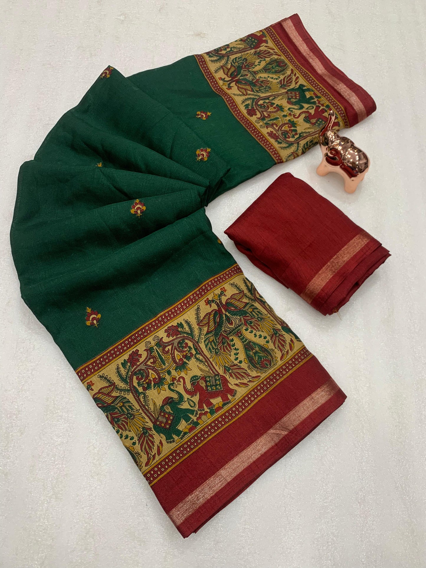 Kayatri New Pure soft Tusser Kashmiri printed saree with Rich Pallu & Fancy Golden Border Saree