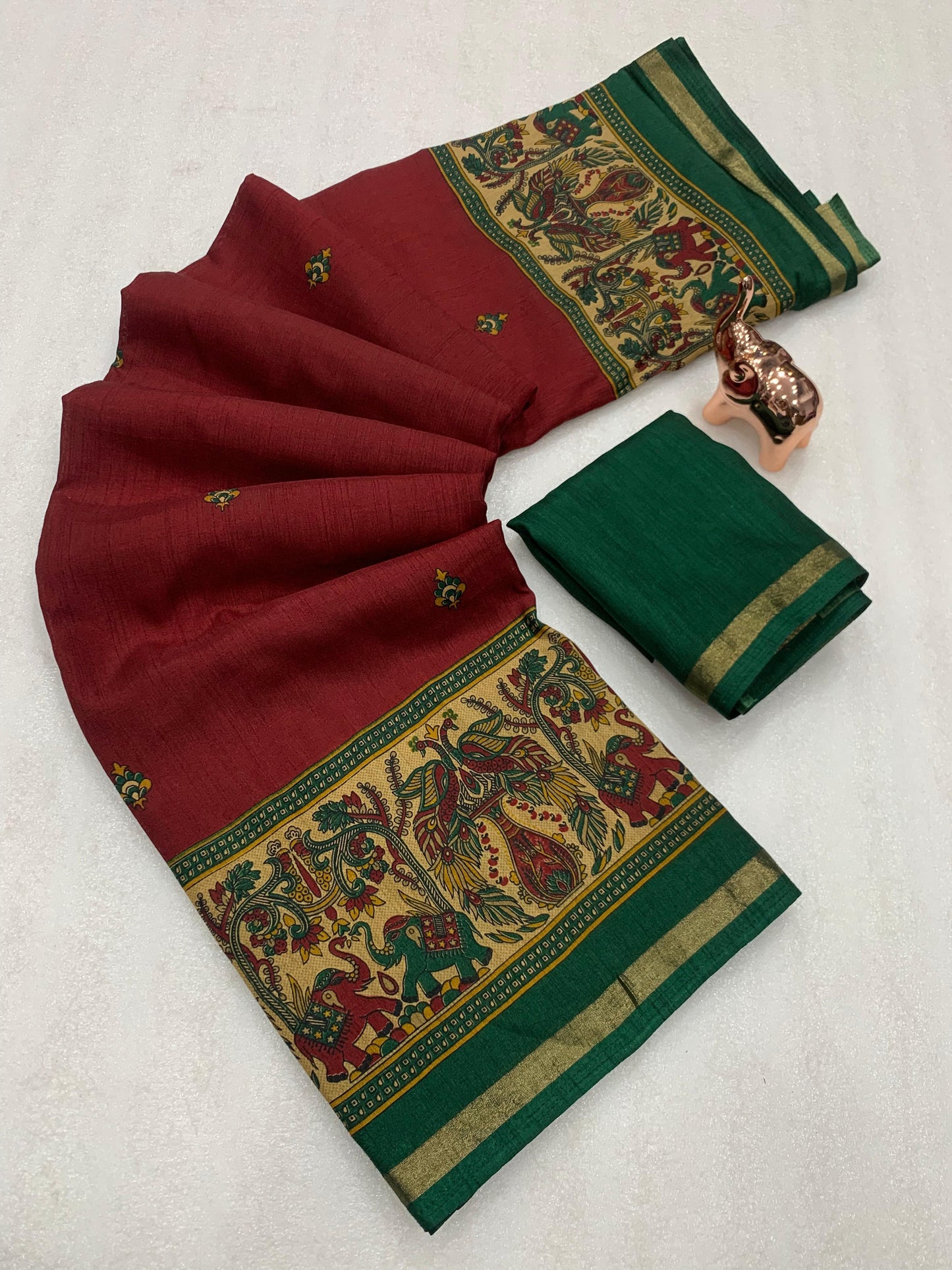 Kayatri New Pure soft Tusser Kashmiri printed saree with Rich Pallu & Fancy Golden Border Saree