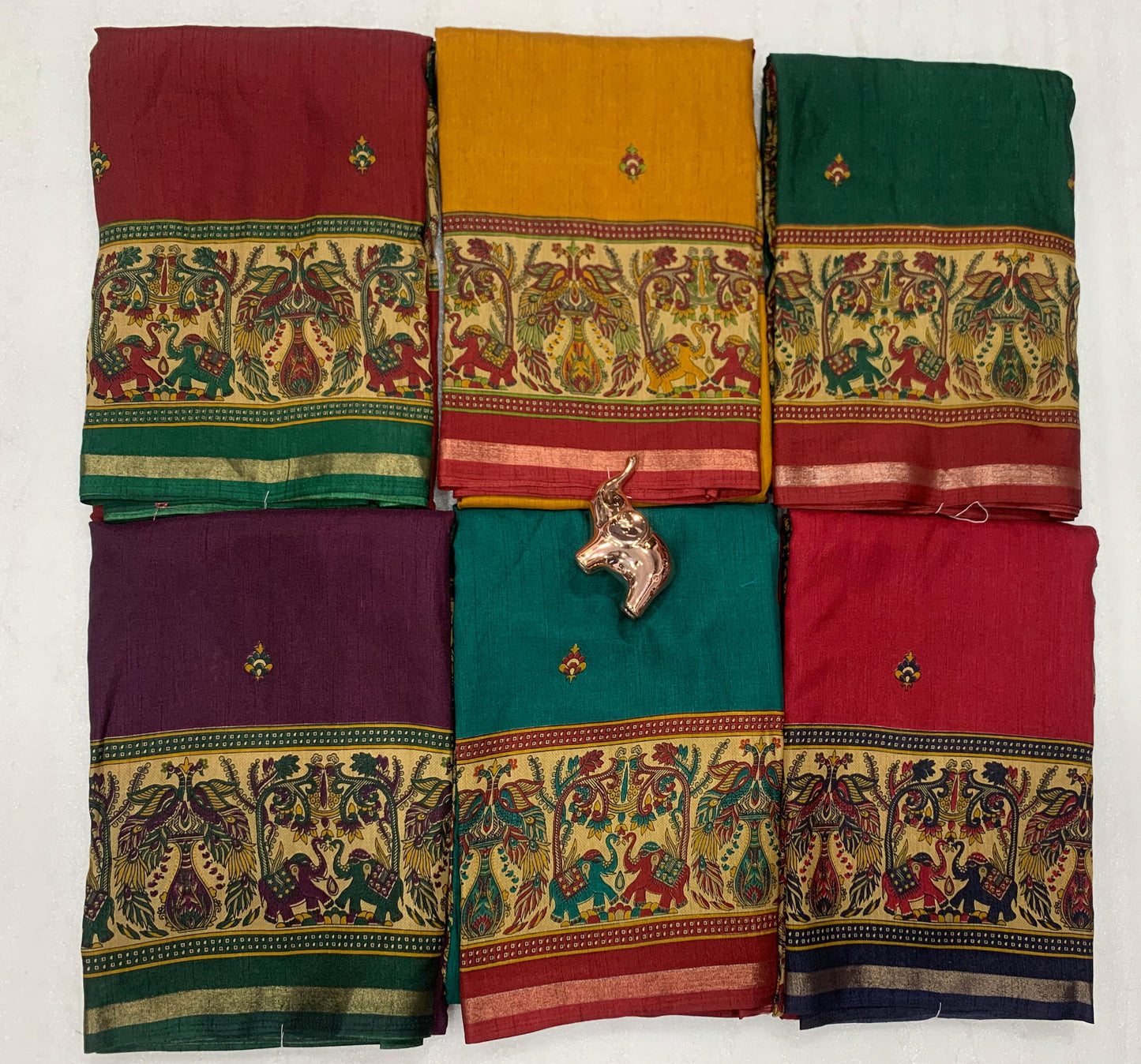 Kayatri New Pure soft Tusser Kashmiri printed saree with Rich Pallu & Fancy Golden Border Saree