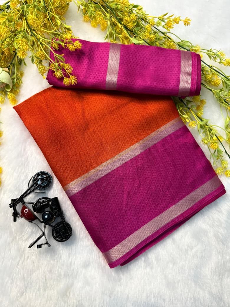 Kayatri New SEMI SILK HEAVY SAREE AND SMOOTH CREAP SILK SAREE
