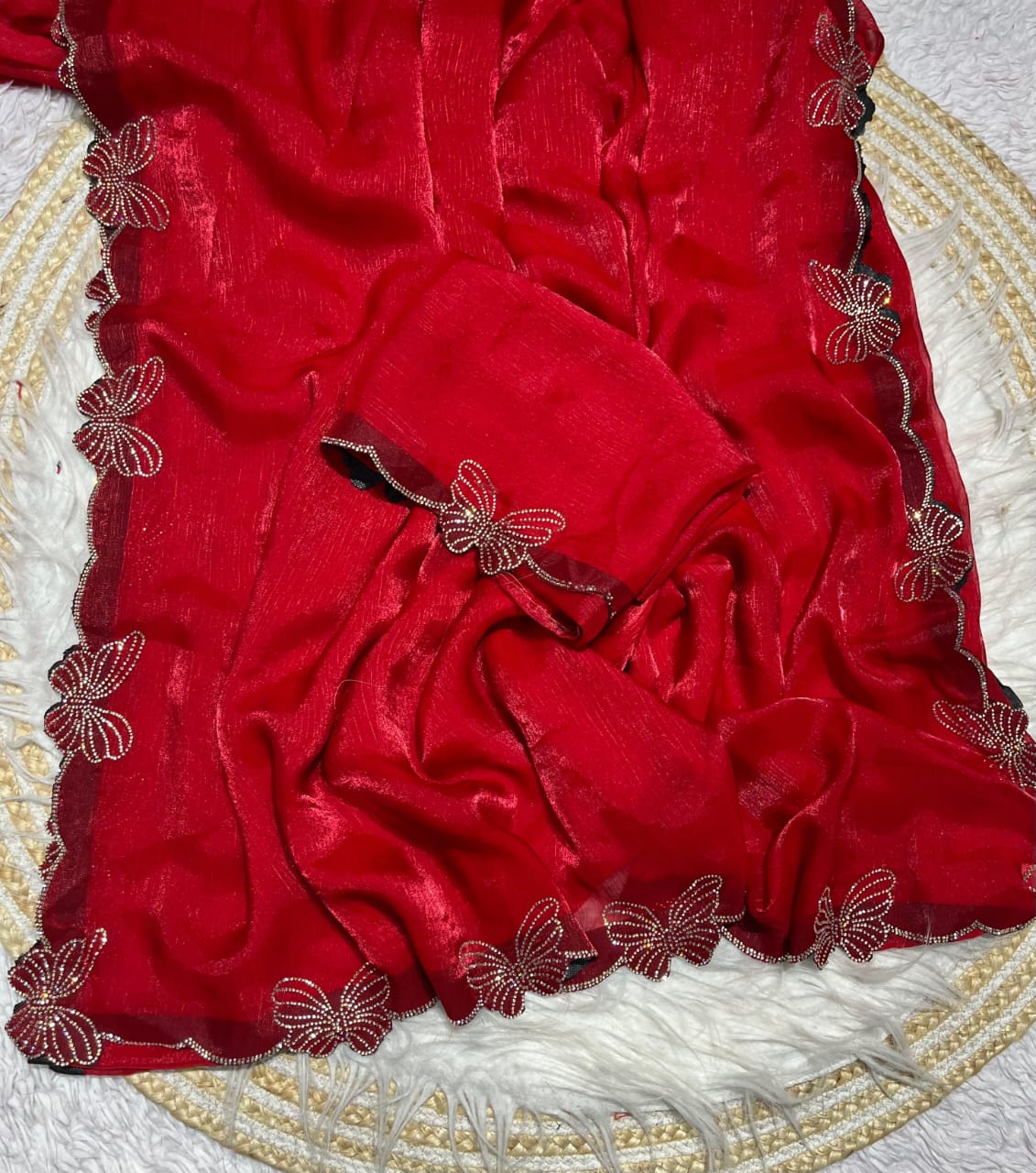 Kayatri New Fandy chiffon two ton Blooming With Beautiful jarkhan Work With Siroski Work