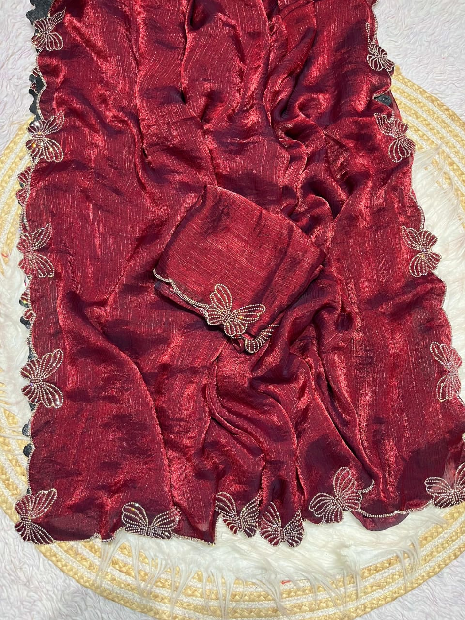 Kayatri New Fandy chiffon two ton Blooming With Beautiful jarkhan Work With Siroski Work