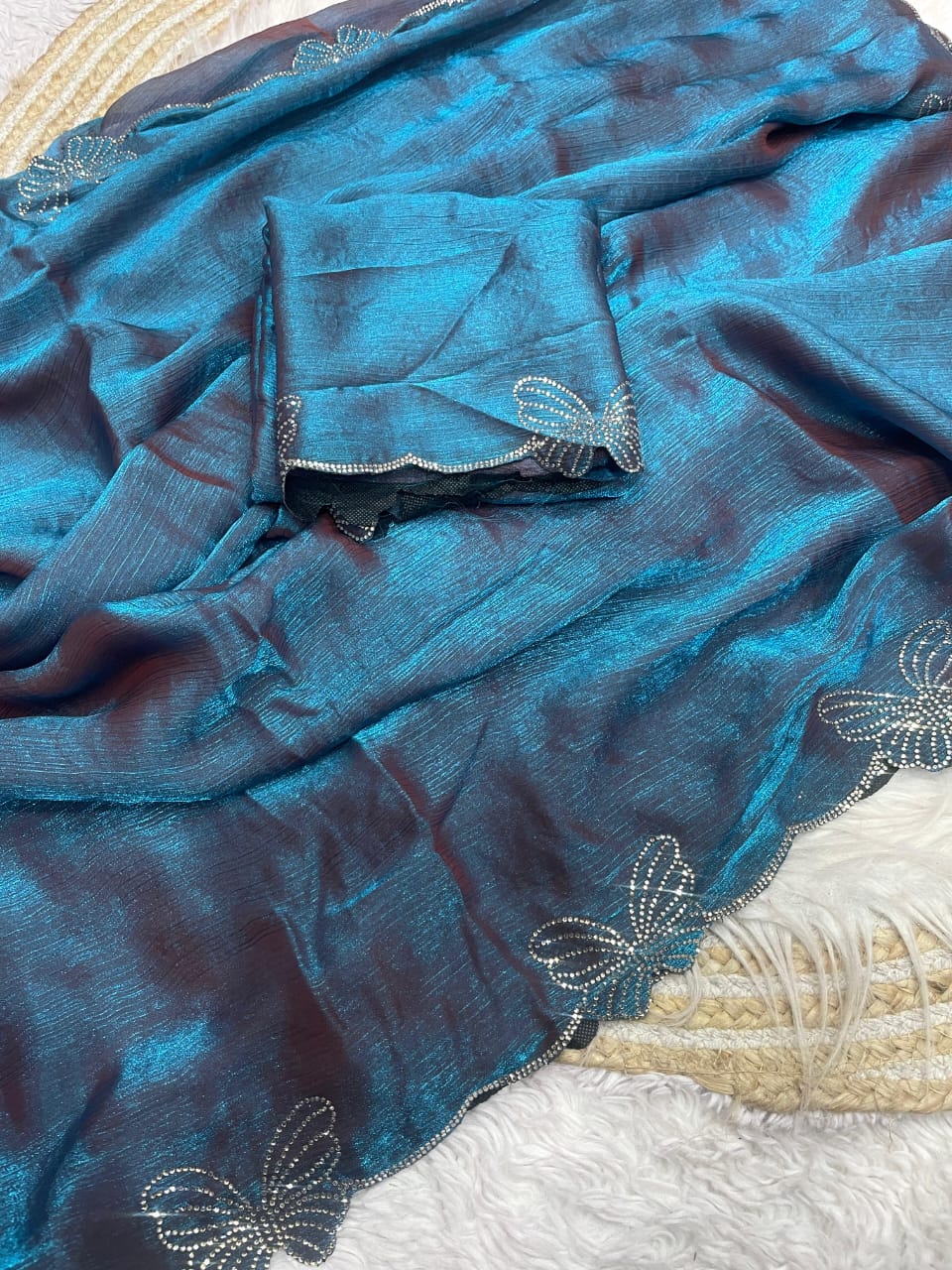 Kayatri New Fandy chiffon two ton Blooming With Beautiful jarkhan Work With Siroski Work