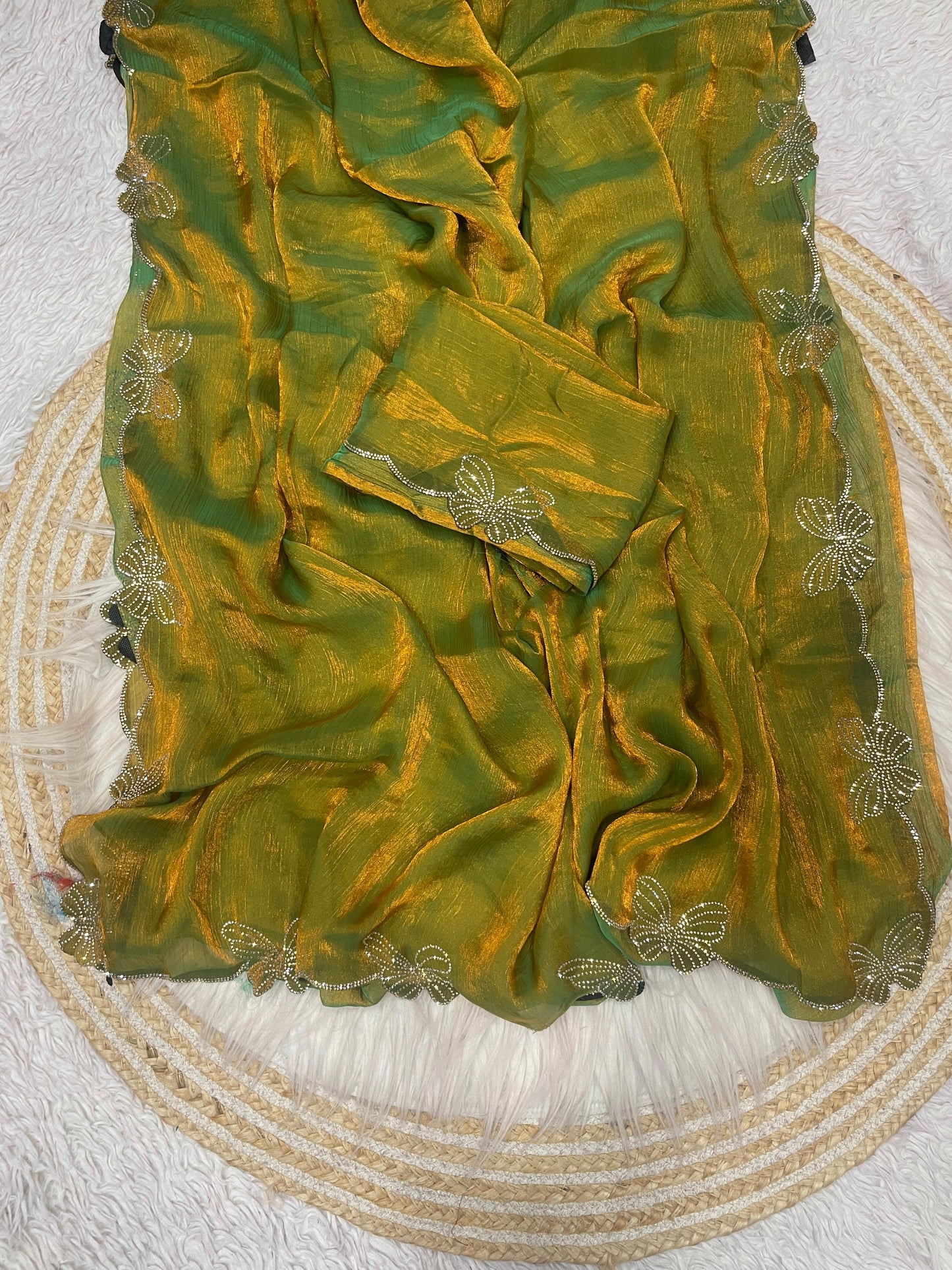 Kayatri New Fandy chiffon two ton Blooming With Beautiful jarkhan Work With Siroski Work