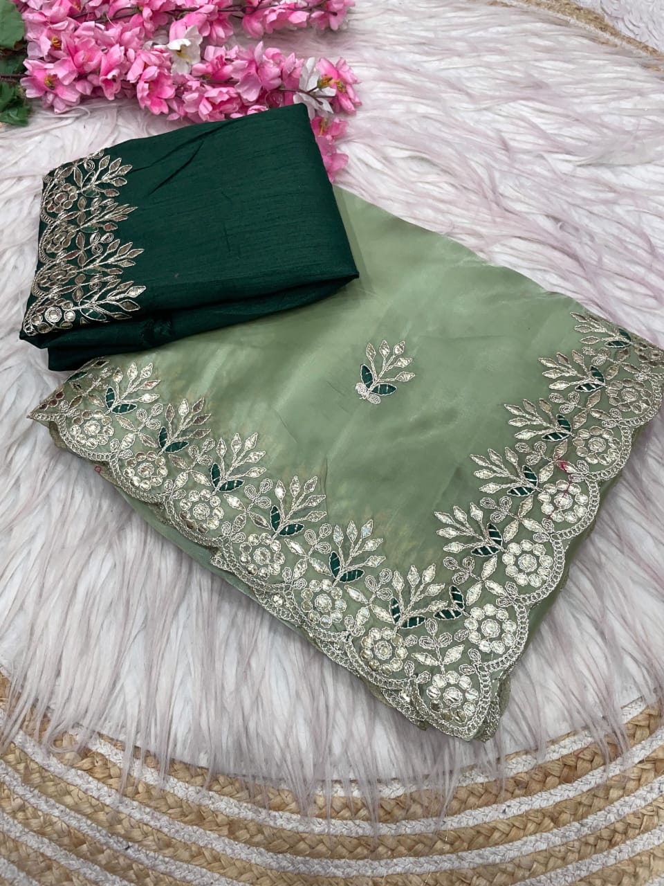 Kayatri New Crystel karsh & Heavy C -Pallu With Gota Foil work all over saree