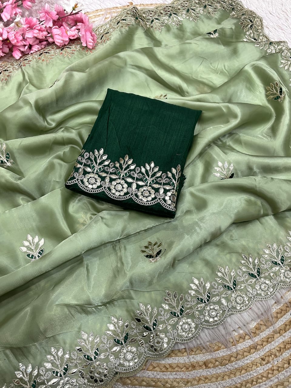 Kayatri New Crystel karsh & Heavy C -Pallu With Gota Foil work all over saree