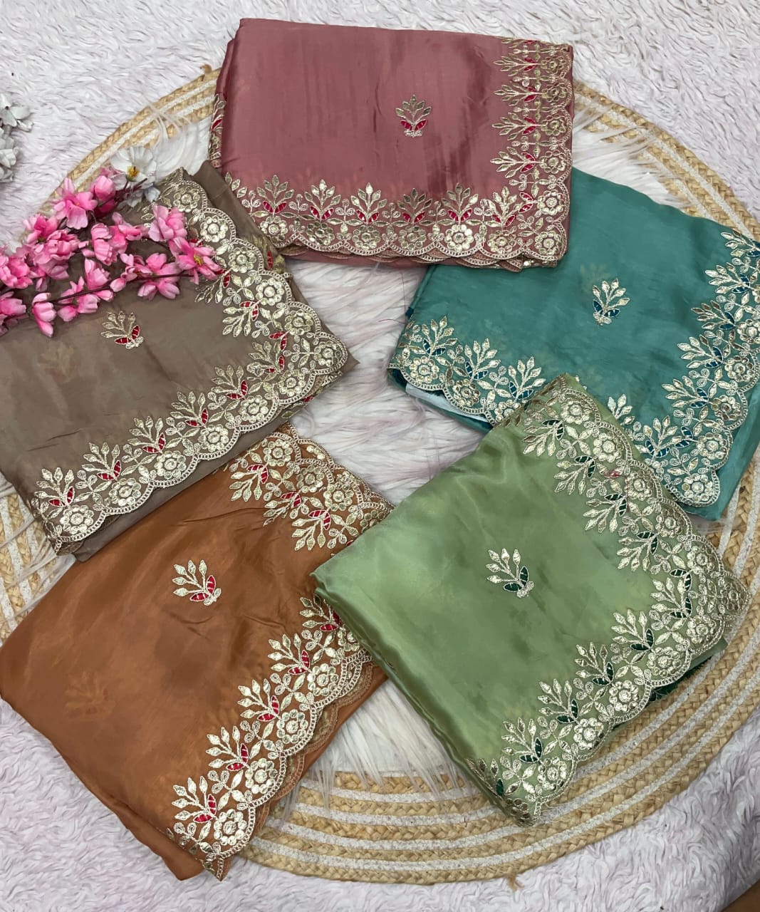 Kayatri New Crystel karsh & Heavy C -Pallu With Gota Foil work all over saree