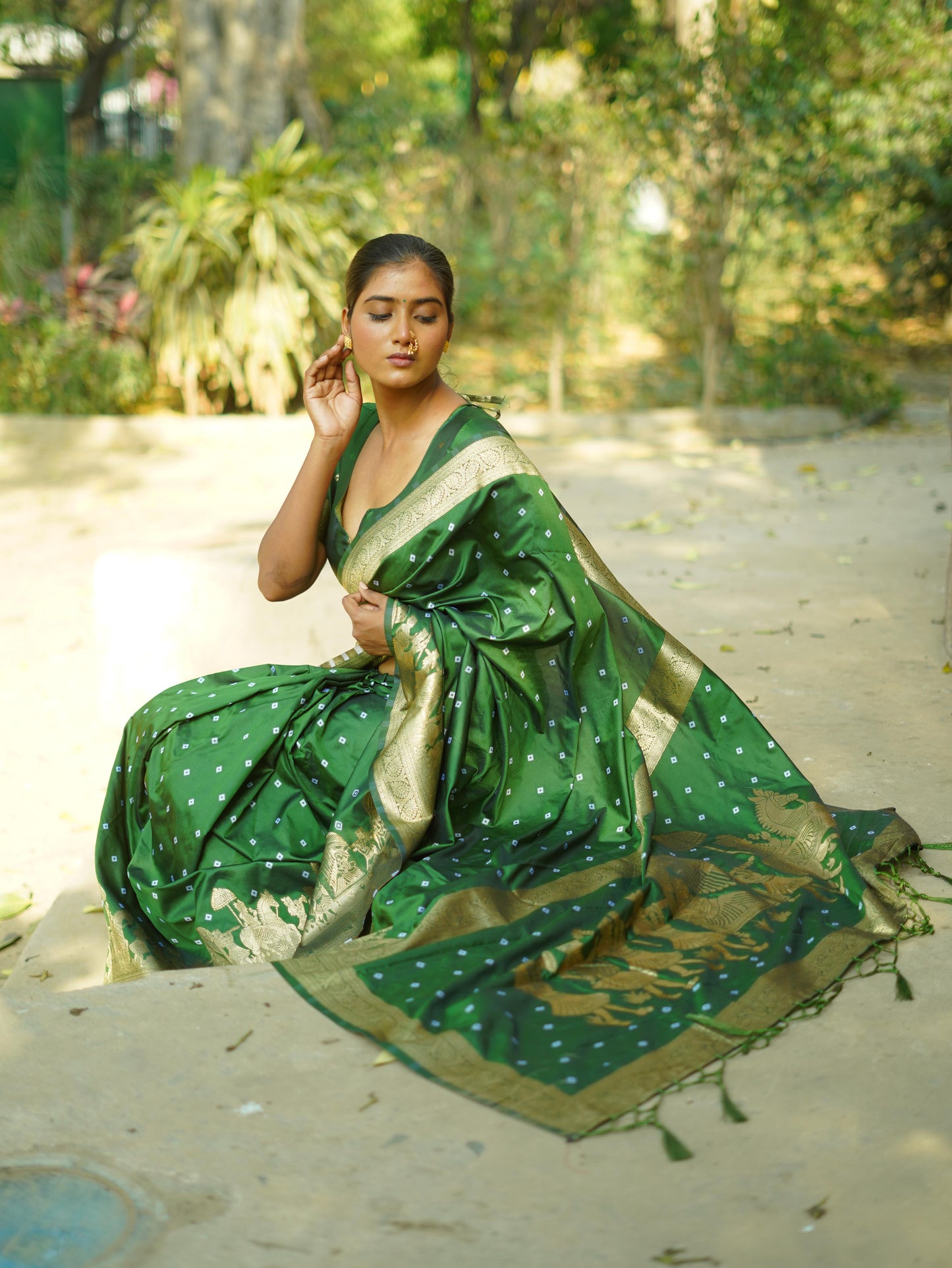 Kayatri New Awesome Heavy Saree With Hand Bandhej Saree