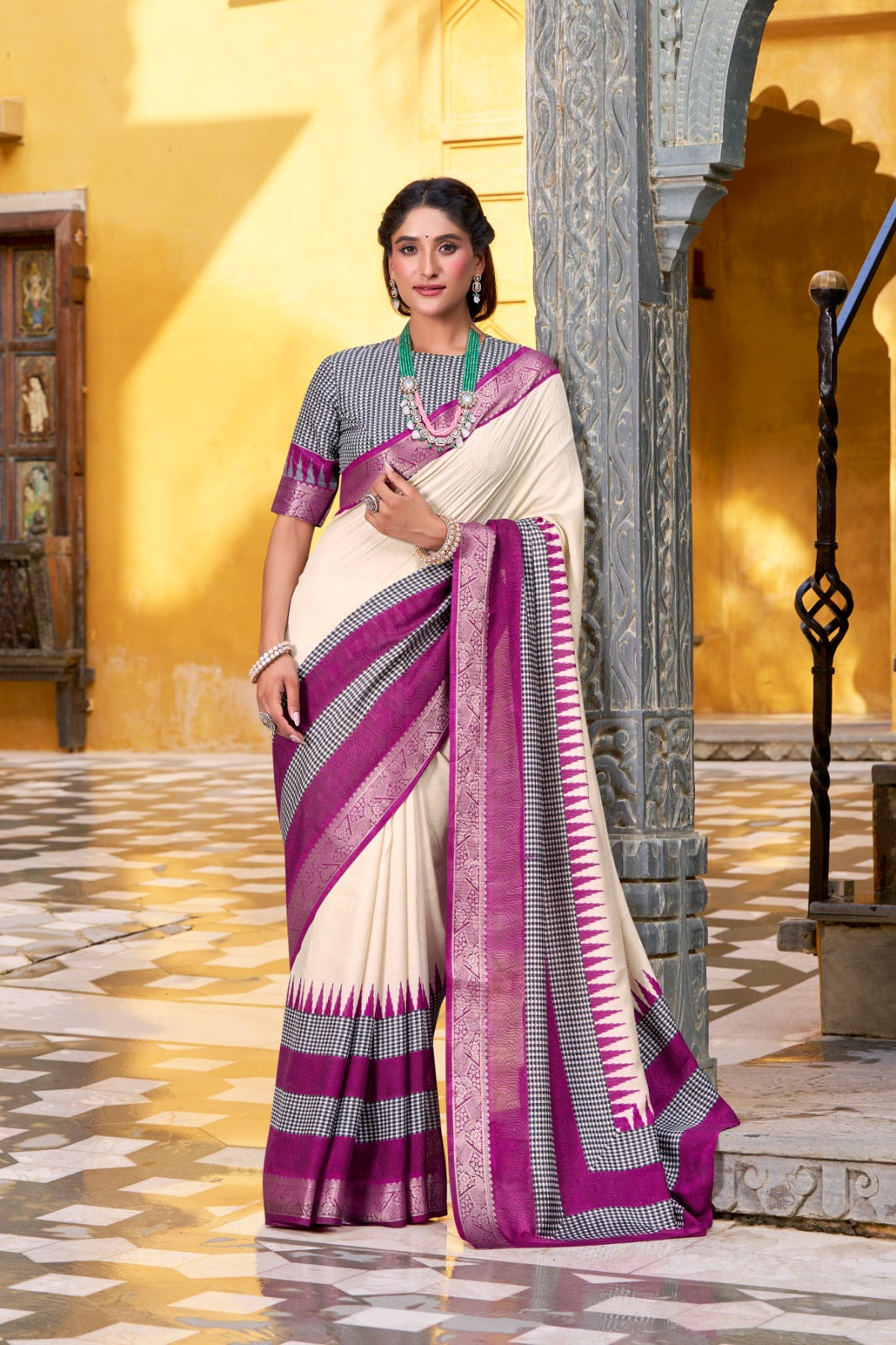 Kayatri New Soft cotton feel royal zari border pure Indian aesthetic wrapped in simplicity.