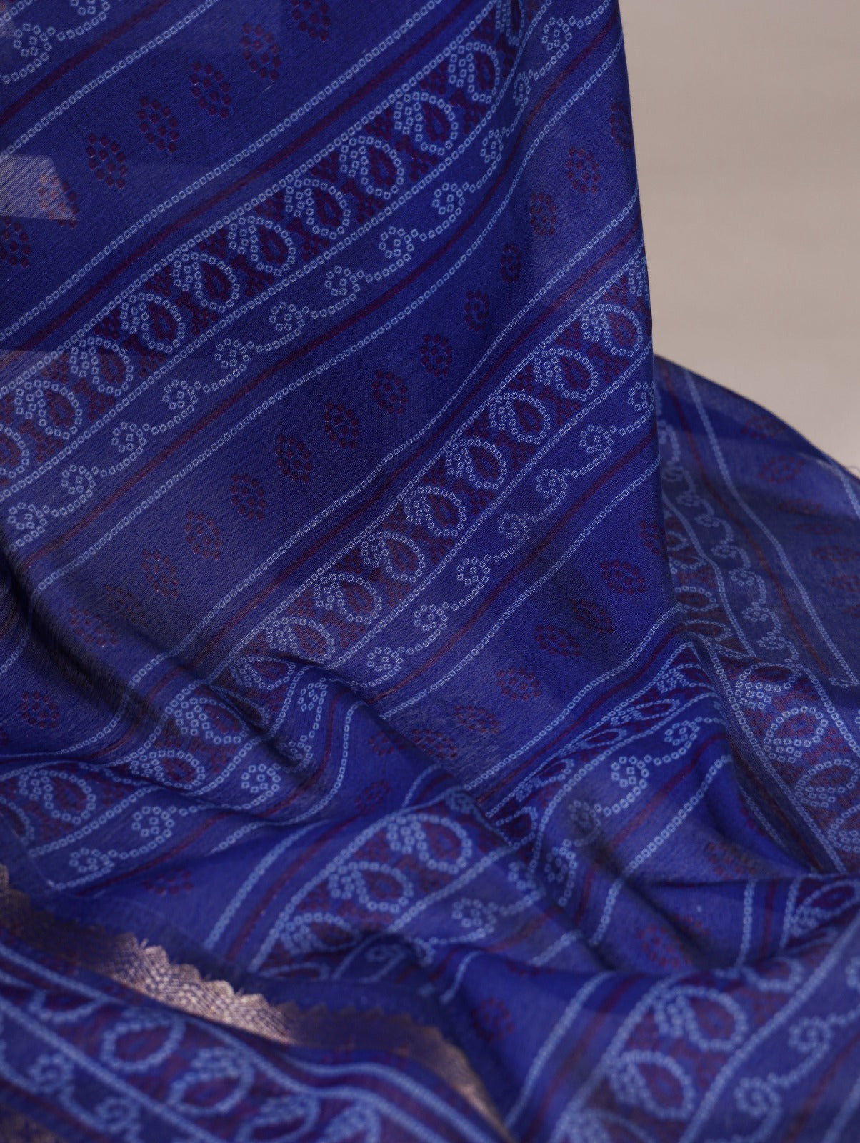 Kayatri New polyester viscose Chanderi, styled in Bandhej beauty saree