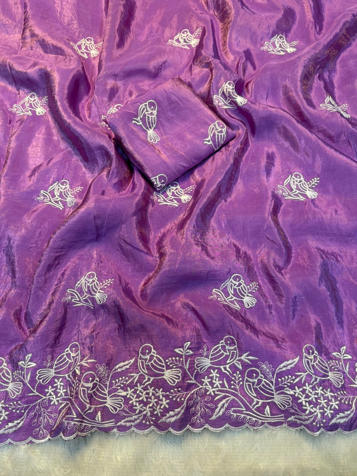 Kayatri New Beautiful Premium Quality soft gold crush Designer Saree with Beautiful Multi Embroidery C-Pallu Saree