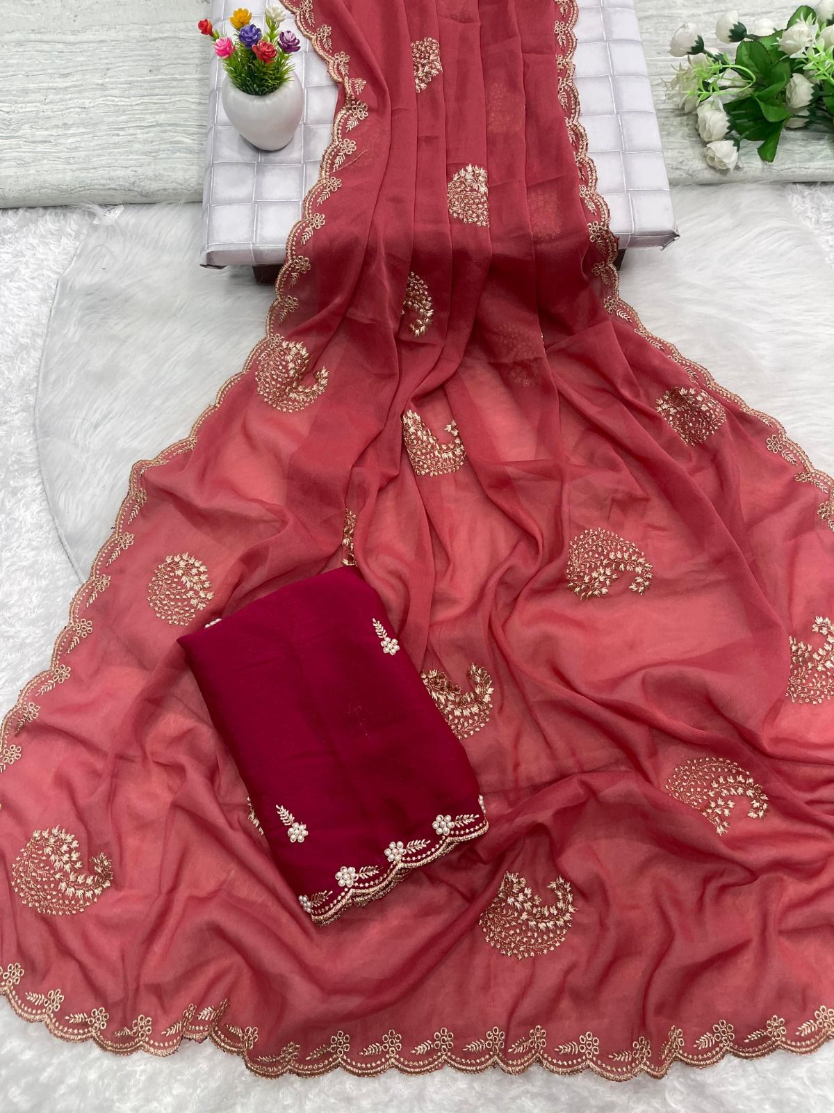 Kayatri New Present new saree with elegant embroidery work