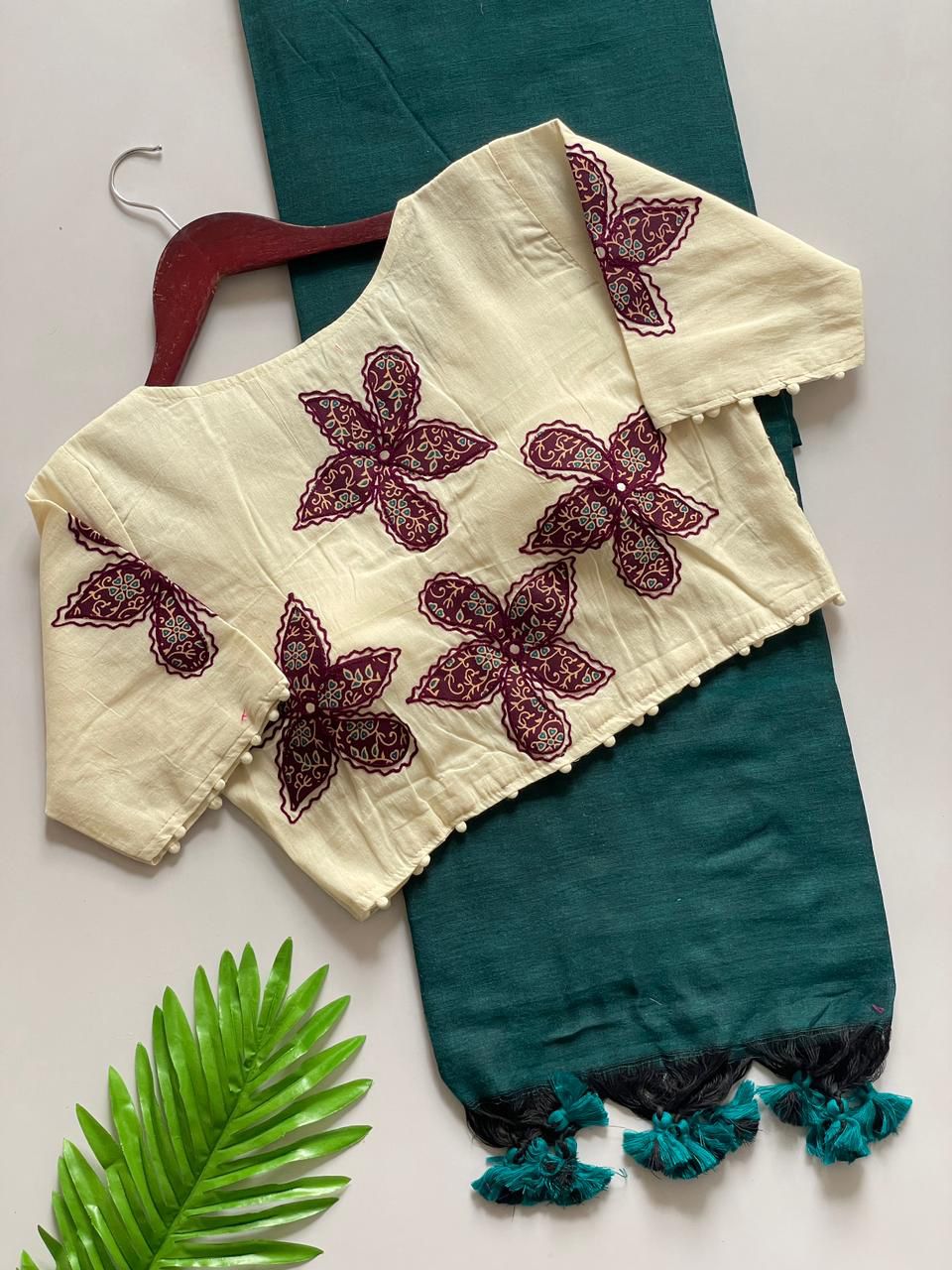 Kayatri New Presenting a Khadi Cotton Saree And Beautiful Heavy Khadi Cotton Apllic Blouse
