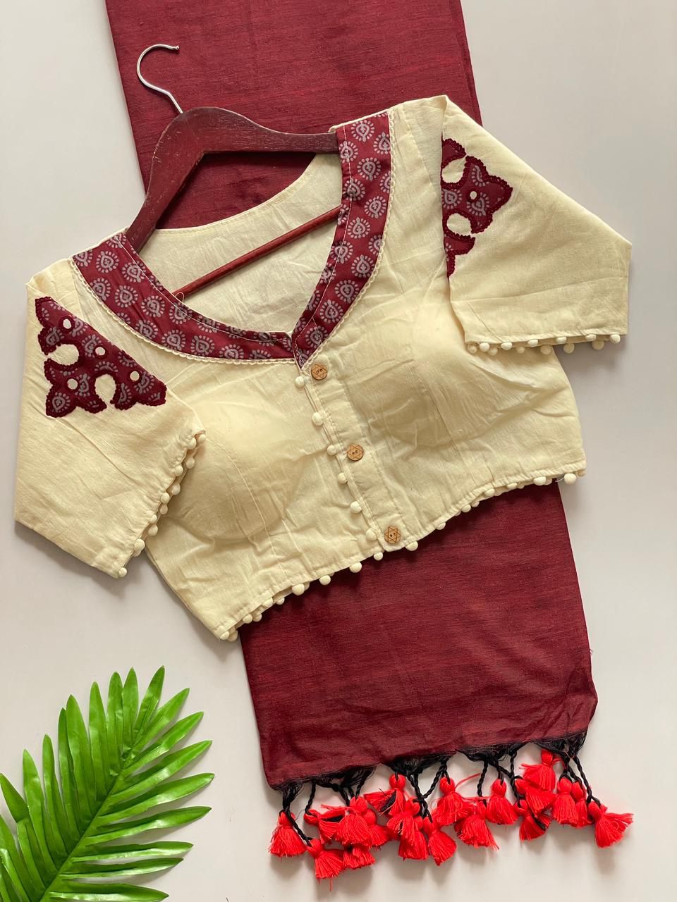 Kayatri New Presenting a Khadi Cotton Saree And Beautiful Heavy Khadi Cotton Apllic Blouse