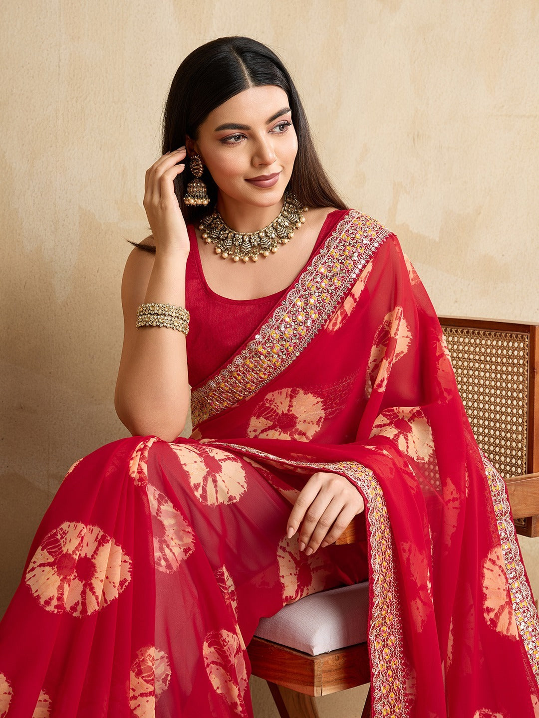 Kayatri New Party Wear Soft Georgette Bandhej Saree