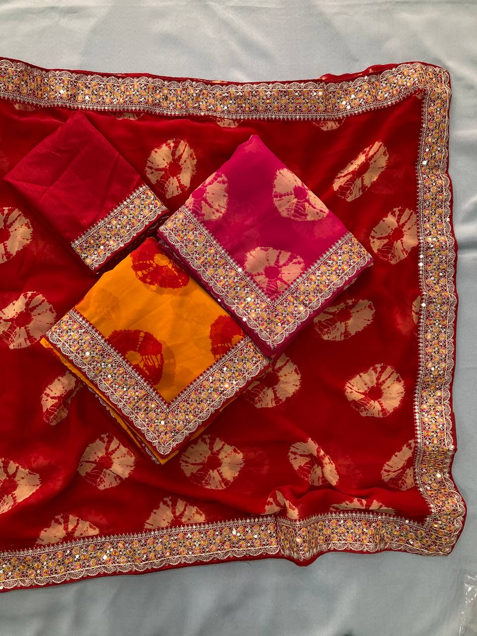 Kayatri New Party Wear Soft Georgette Bandhej Saree
