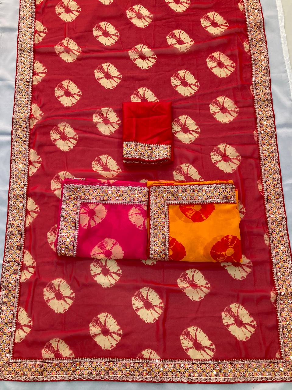 Kayatri New Party Wear Soft Georgette Bandhej Saree