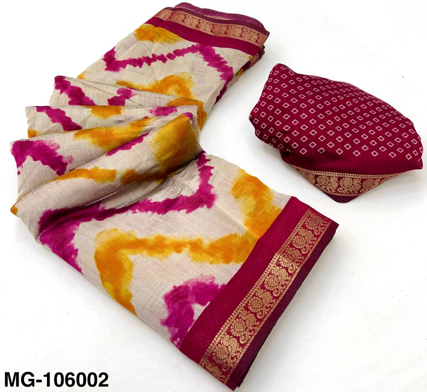 Kayatri New Mangalgiri Cotton with Designer Leheriya Print & Beautiful Saree