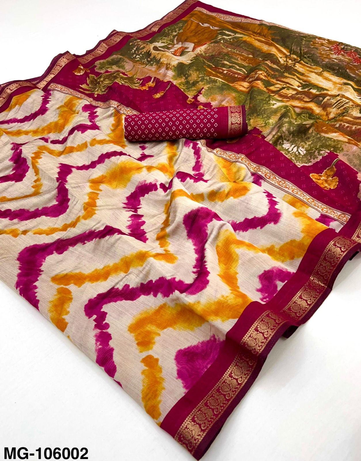 Kayatri New Mangalgiri Cotton with Designer Leheriya Print & Beautiful Saree