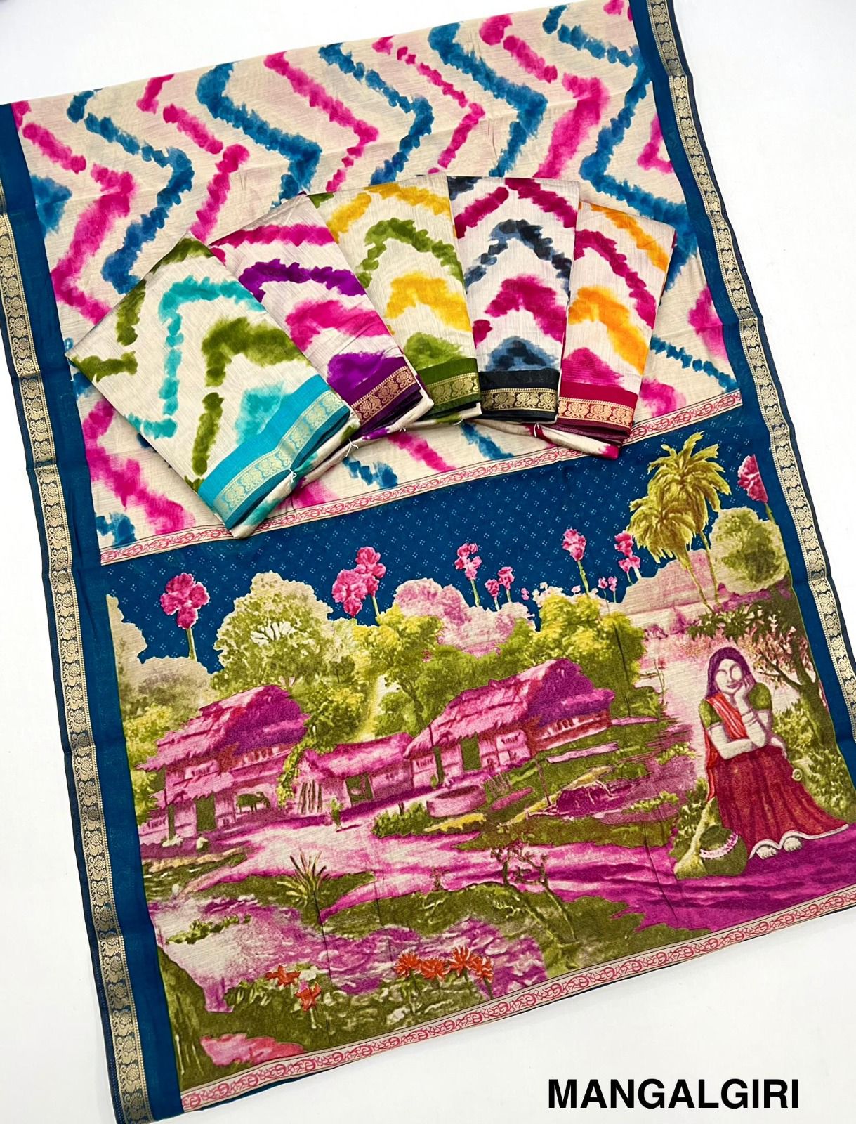 Kayatri New Mangalgiri Cotton with Designer Leheriya Print & Beautiful Saree