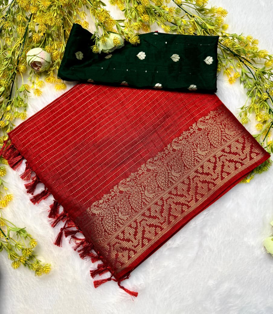 Kayatri New Pure dola silk with jari all over saree jequrd boder same as originall boder Saree
