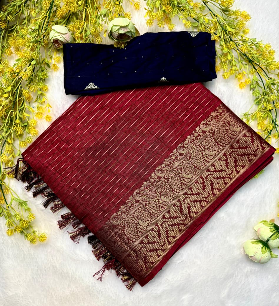 Kayatri New Pure dola silk with jari all over saree jequrd boder same as originall boder Saree