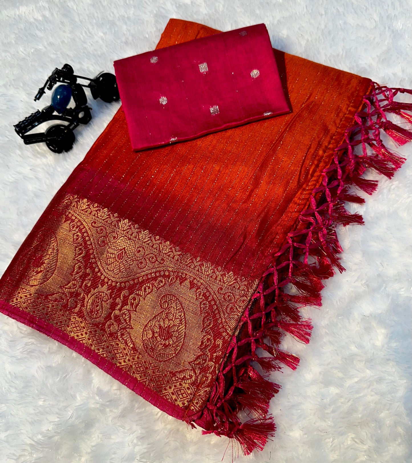 Kayatri New Soft Dola Saree With jhalar