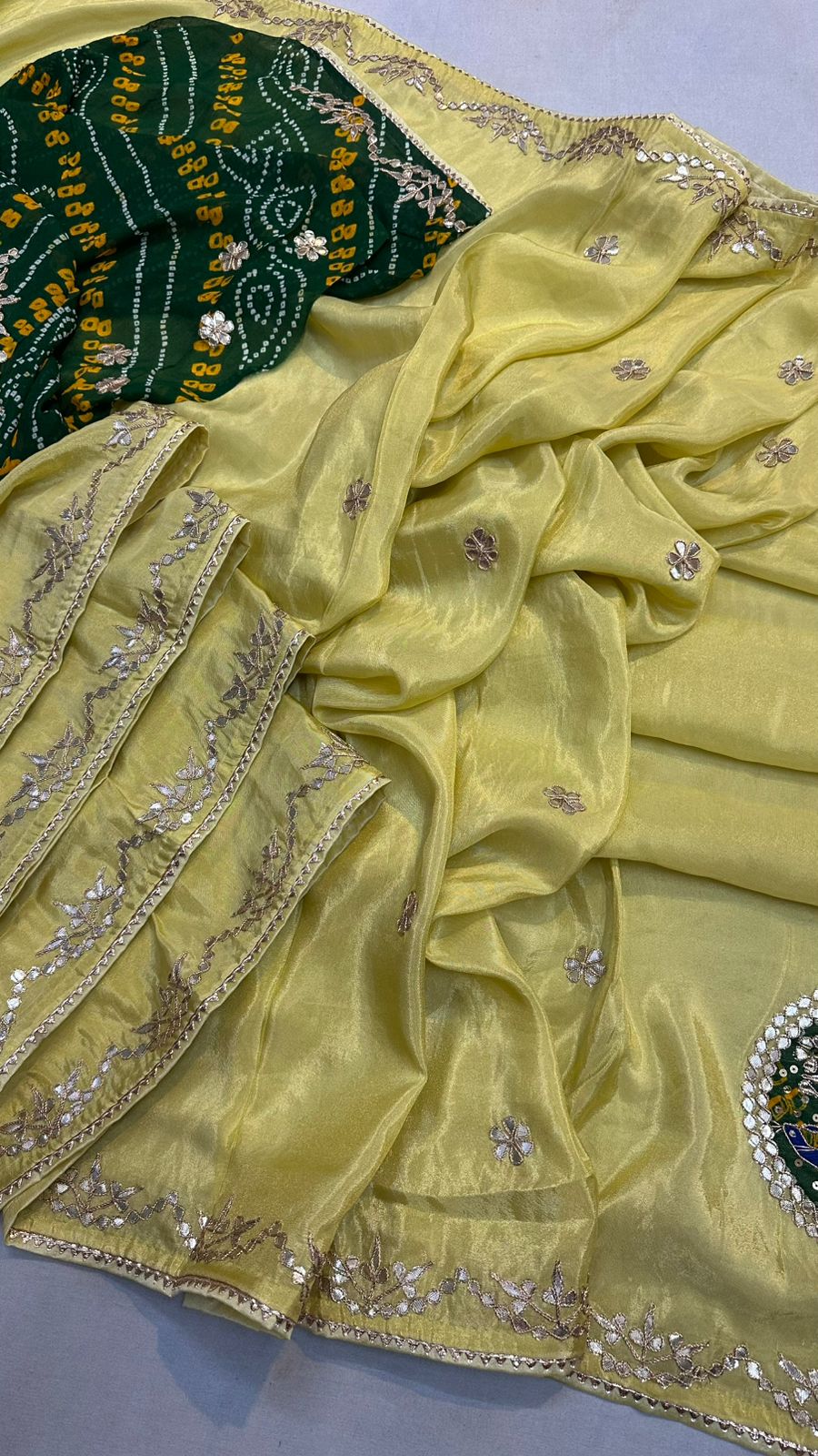 Kayatri New Fabric pure cosmos silk saree with beautiful hand gotta patti peacock work Saree