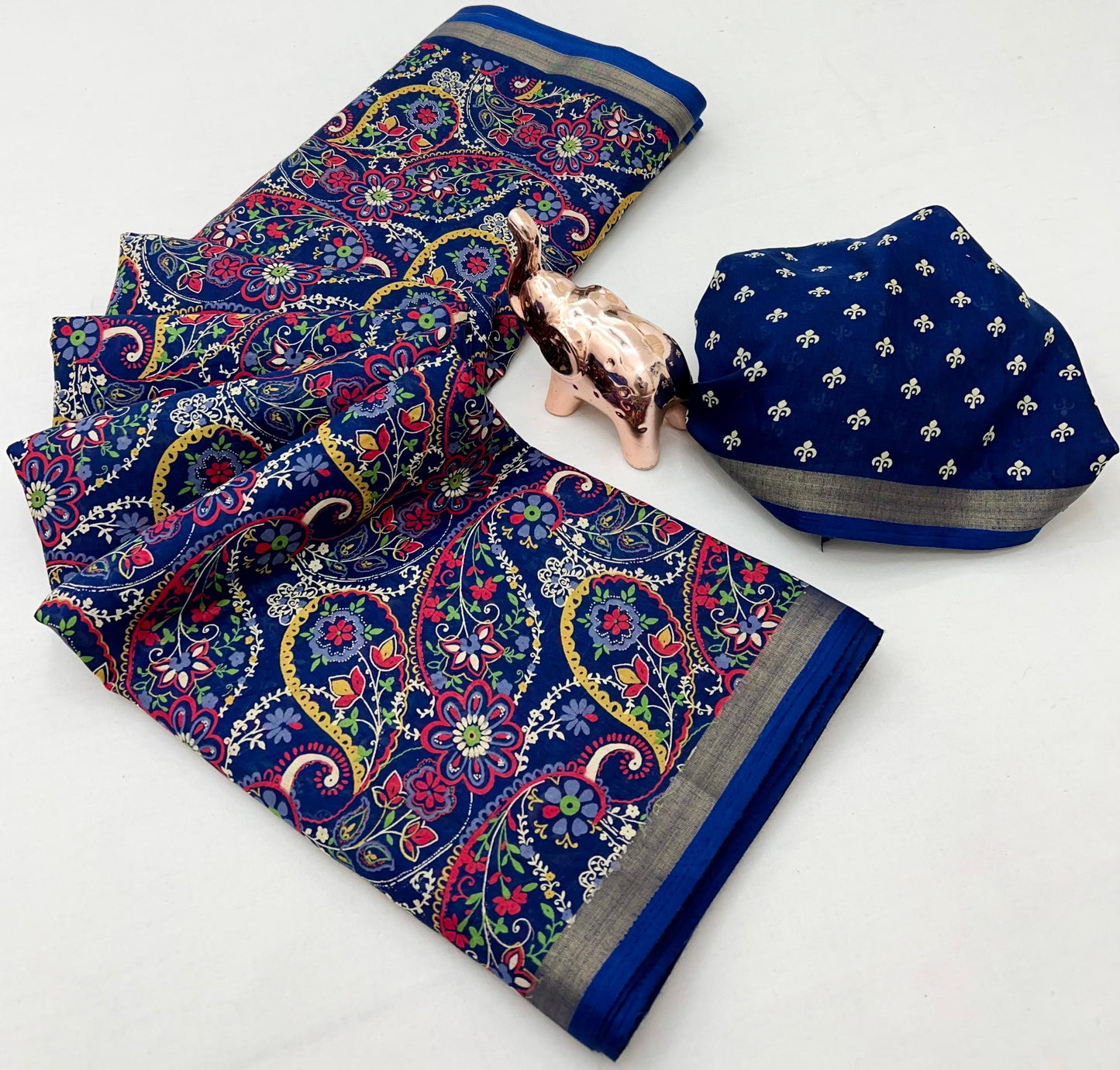 Kayatri New Heavy mul base cotton silk saree with beautiful bandhani printed and golden zari patti border Saree