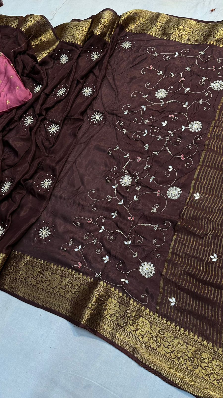 Kayatri New Fabric pure Ho silk jari saree with beautiful hand work with zari rich pallu Saree