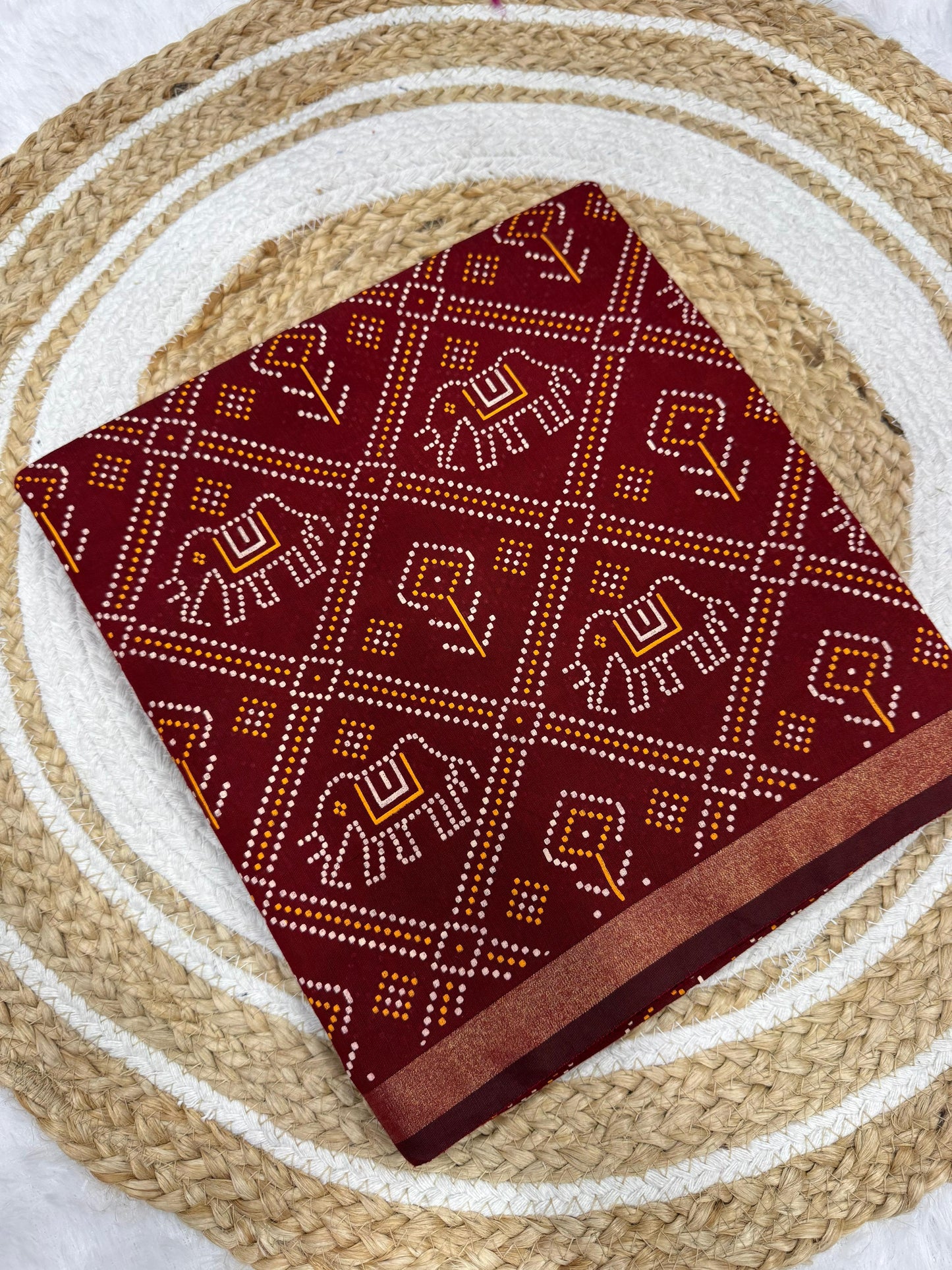 Kayatri New Gadhval Bandhani Saree PRINT Bandhej Saree