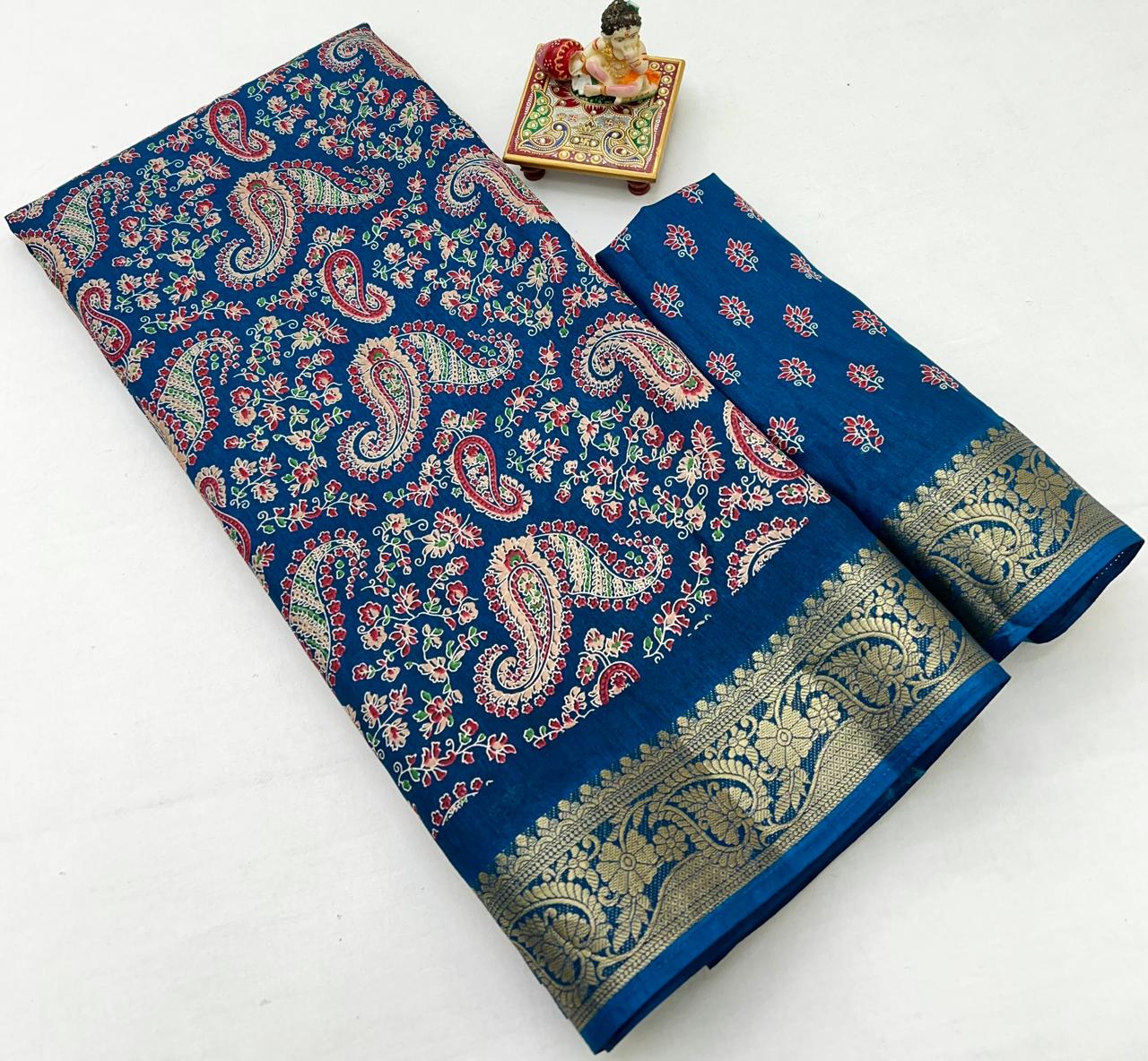 Kayatri New Launching Beautiful Pure Calcutta Dola silk saree exclusive Print Saree