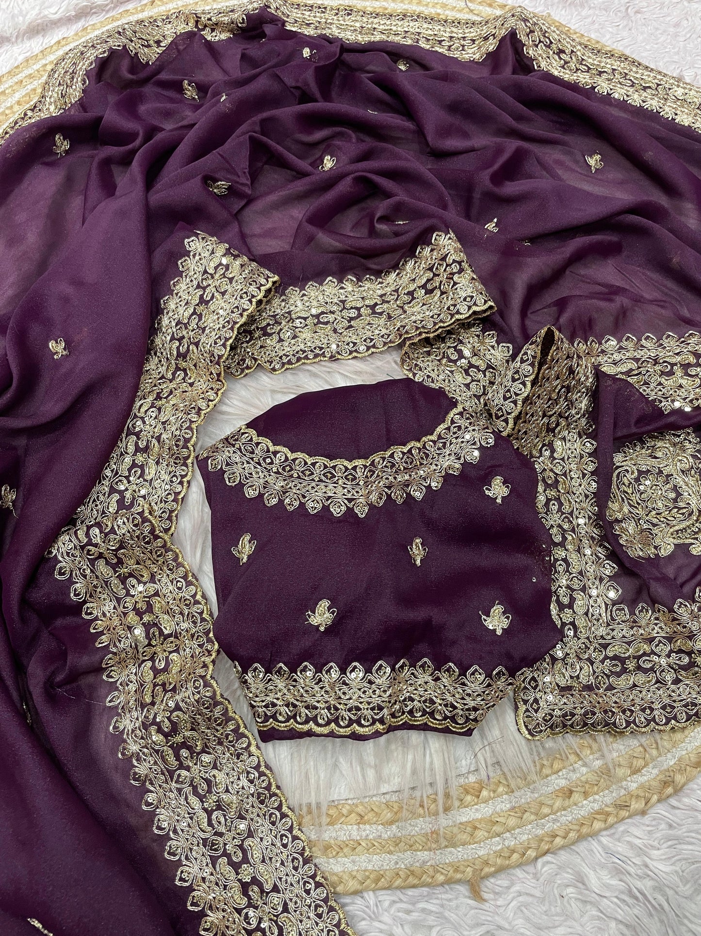 Kayatri New Elegant Chocolate Silk Saree with Sequence Coding Embroidery