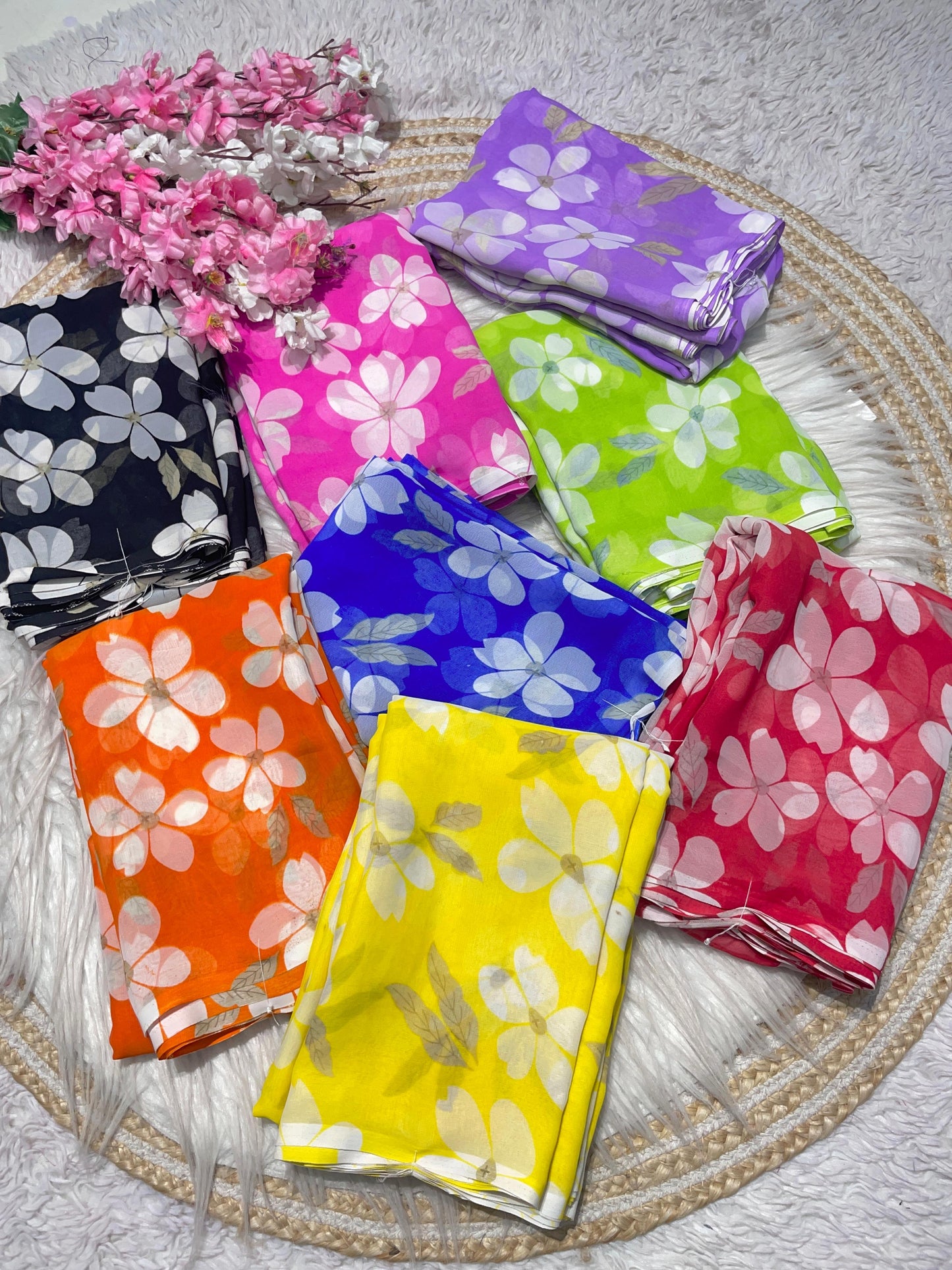 Kayatri New Elegant Floral Print Wetless Georgette Saree for Daily Wear