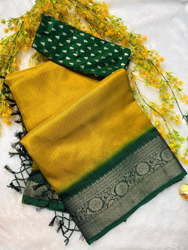 Kayatri New Traditional Heavy Zari Riko Saree with Stylish Discharge Print