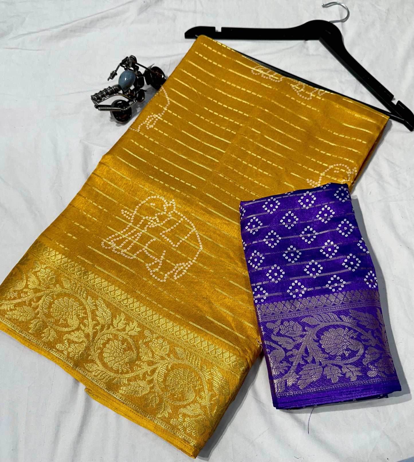 Kayatri New Elegant Semi Dola Orange Saree with Floral Butti & Weaving Border