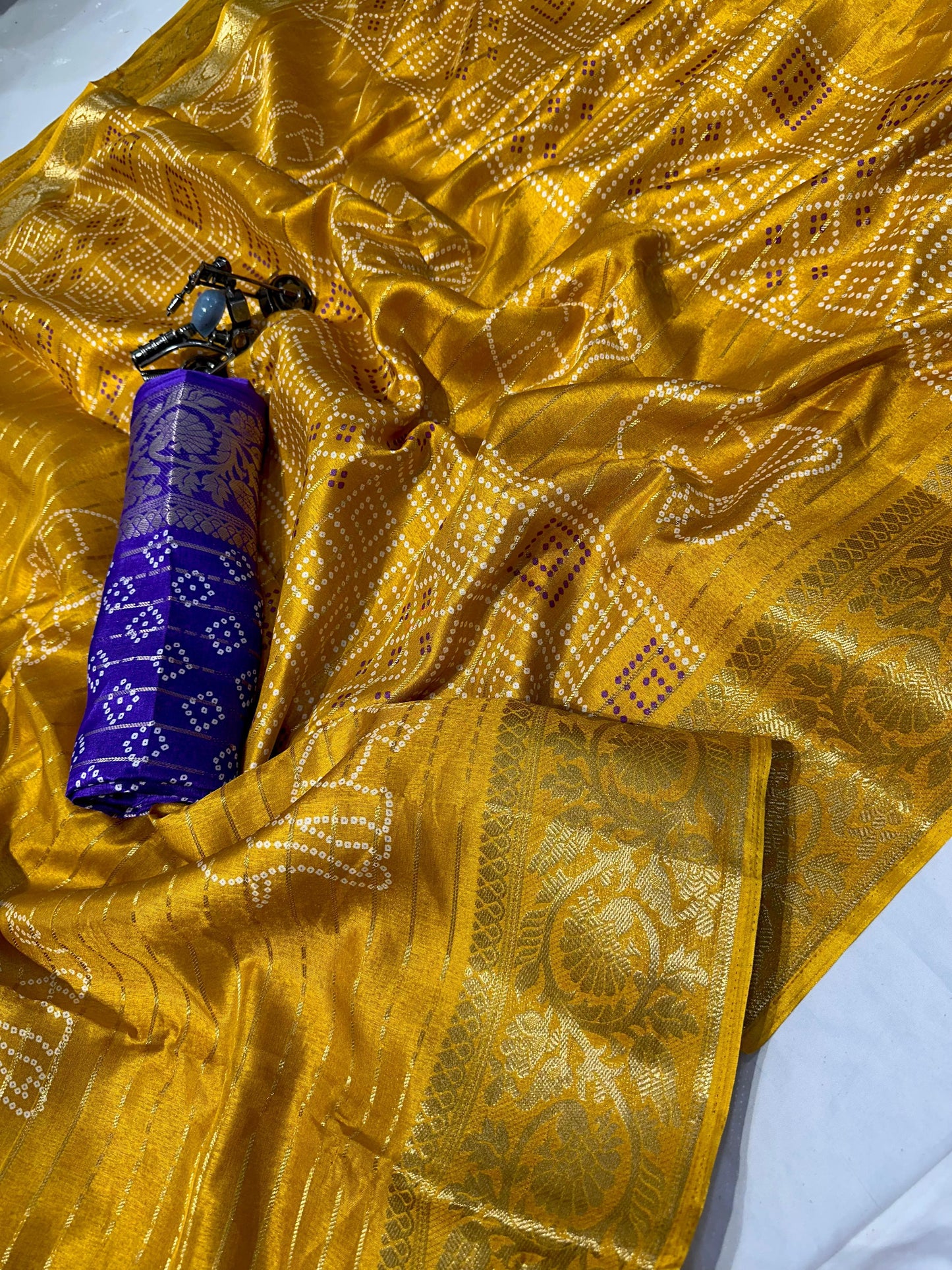 Kayatri New Elegant Semi Dola Orange Saree with Floral Butti & Weaving Border