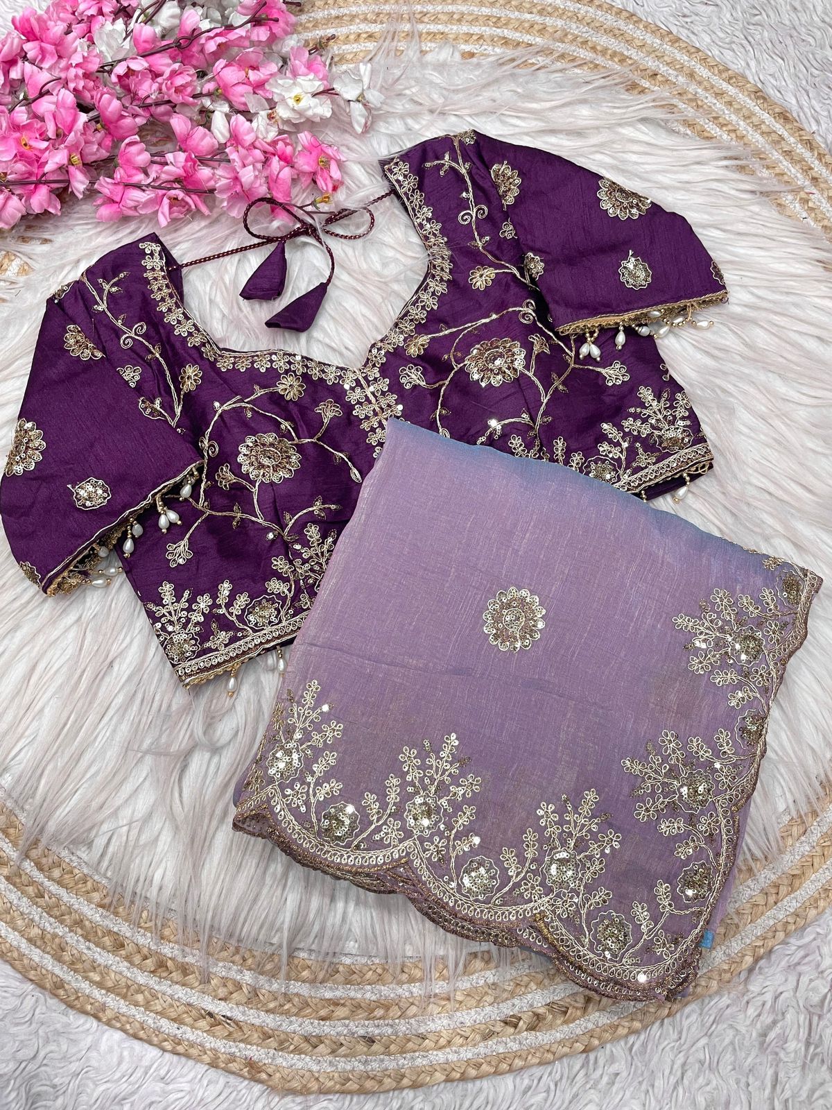 Kayatri New Elegant Vichitra Silk Saree with Sequence Embroidery