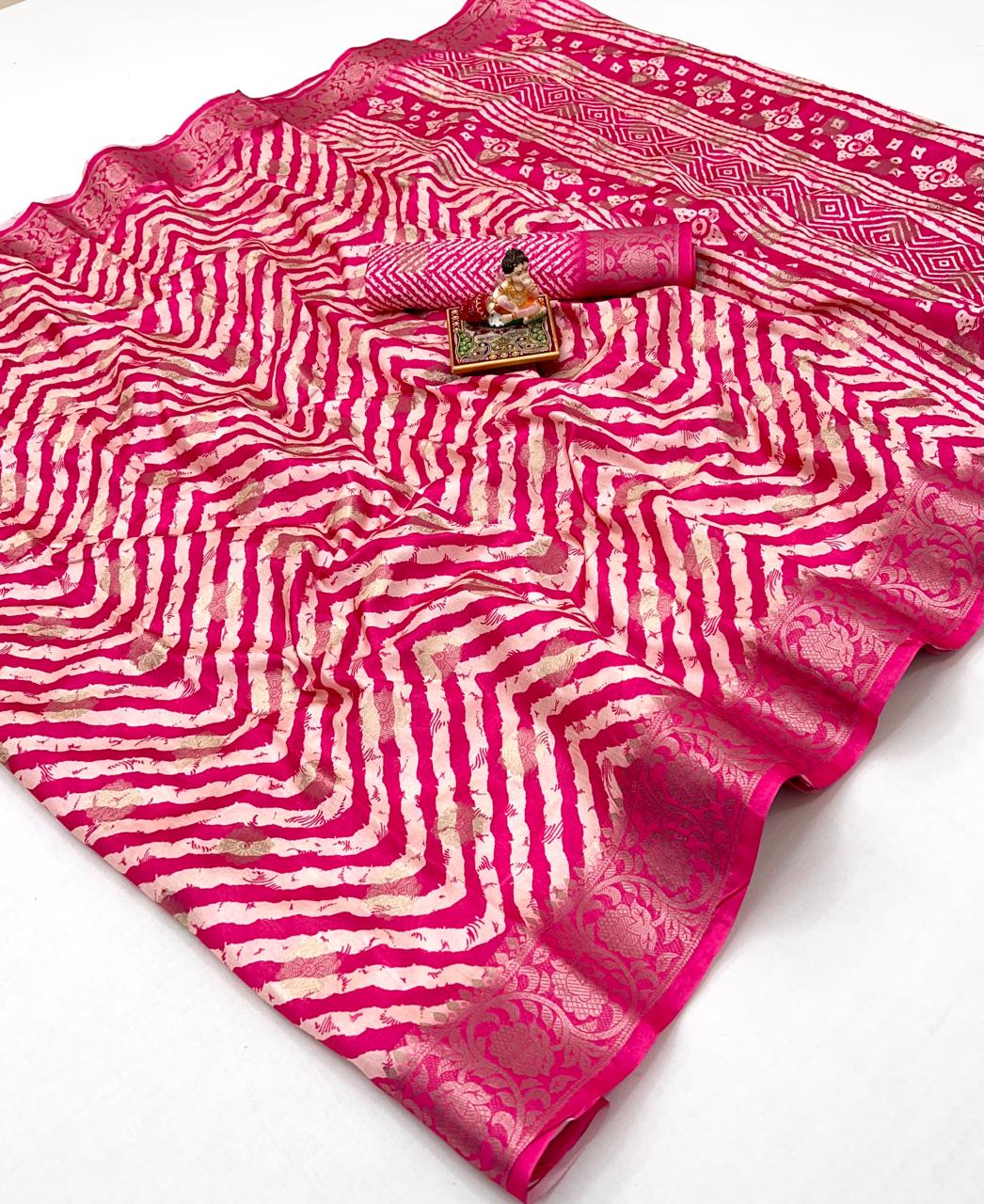 kayatri New Premium Heavy Dola Silk Saree with Lehariya Print & Jacquard Border