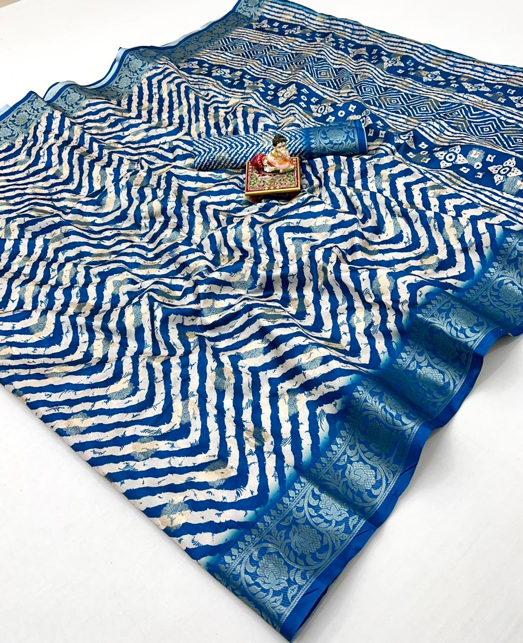 kayatri New Premium Heavy Dola Silk Saree with Lehariya Print & Jacquard Border