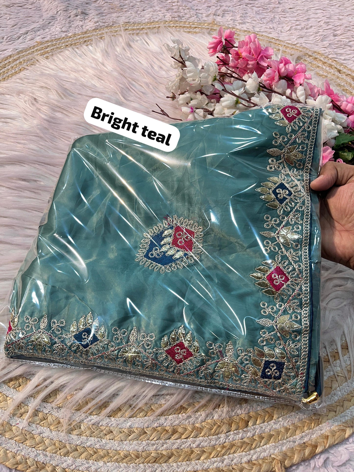 Kayatri New Elegant Crystal Fabric Saree with Rich Multi Coding Work & Fancy Latkan