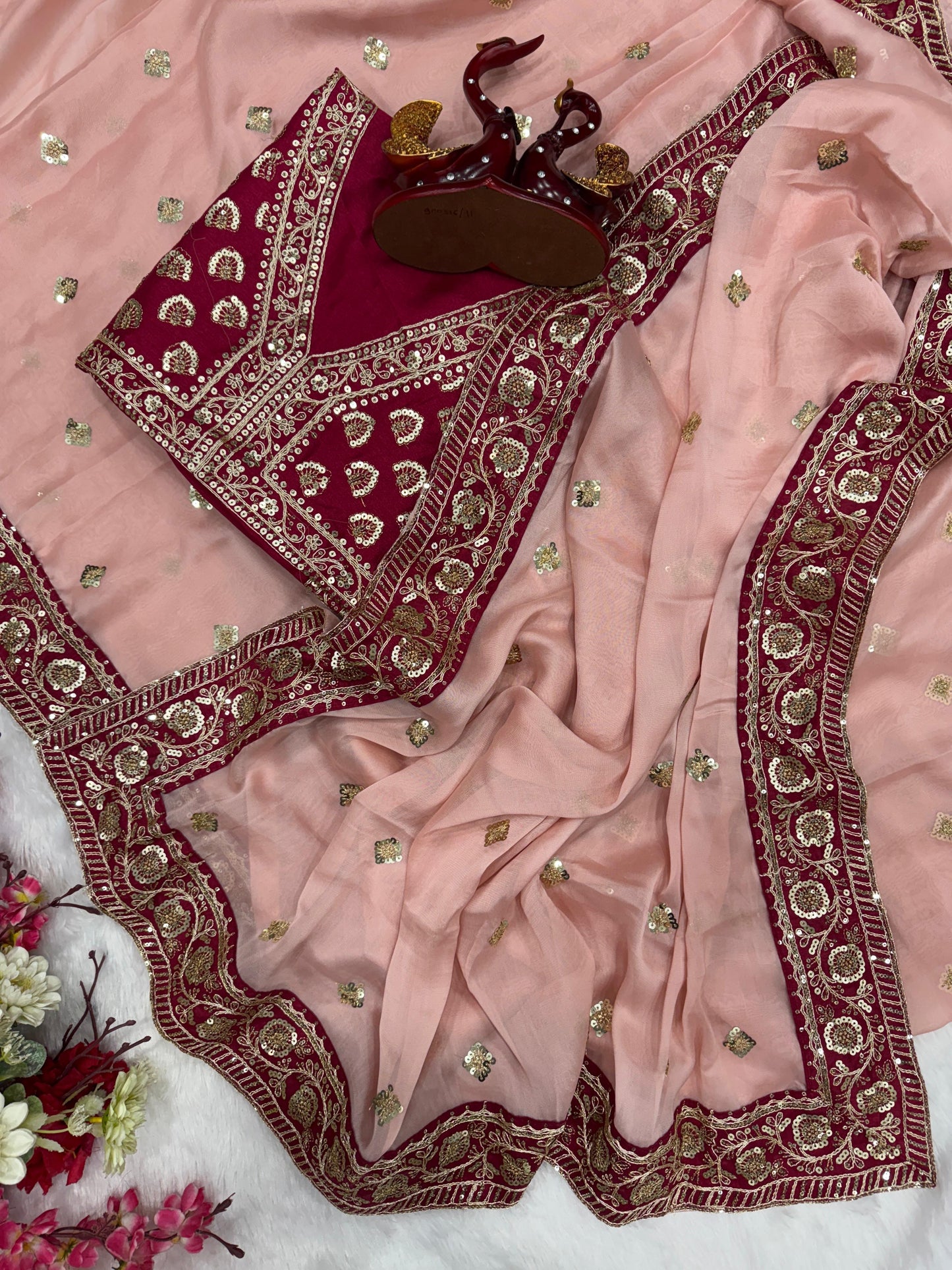 Kayatri New Soft Rangoli Silk Saree with Sequins & Dori Embroidery Work