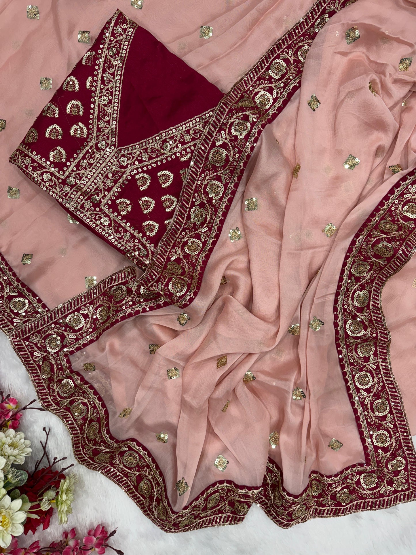 Kayatri New Soft Rangoli Silk Saree with Sequins & Dori Embroidery Work