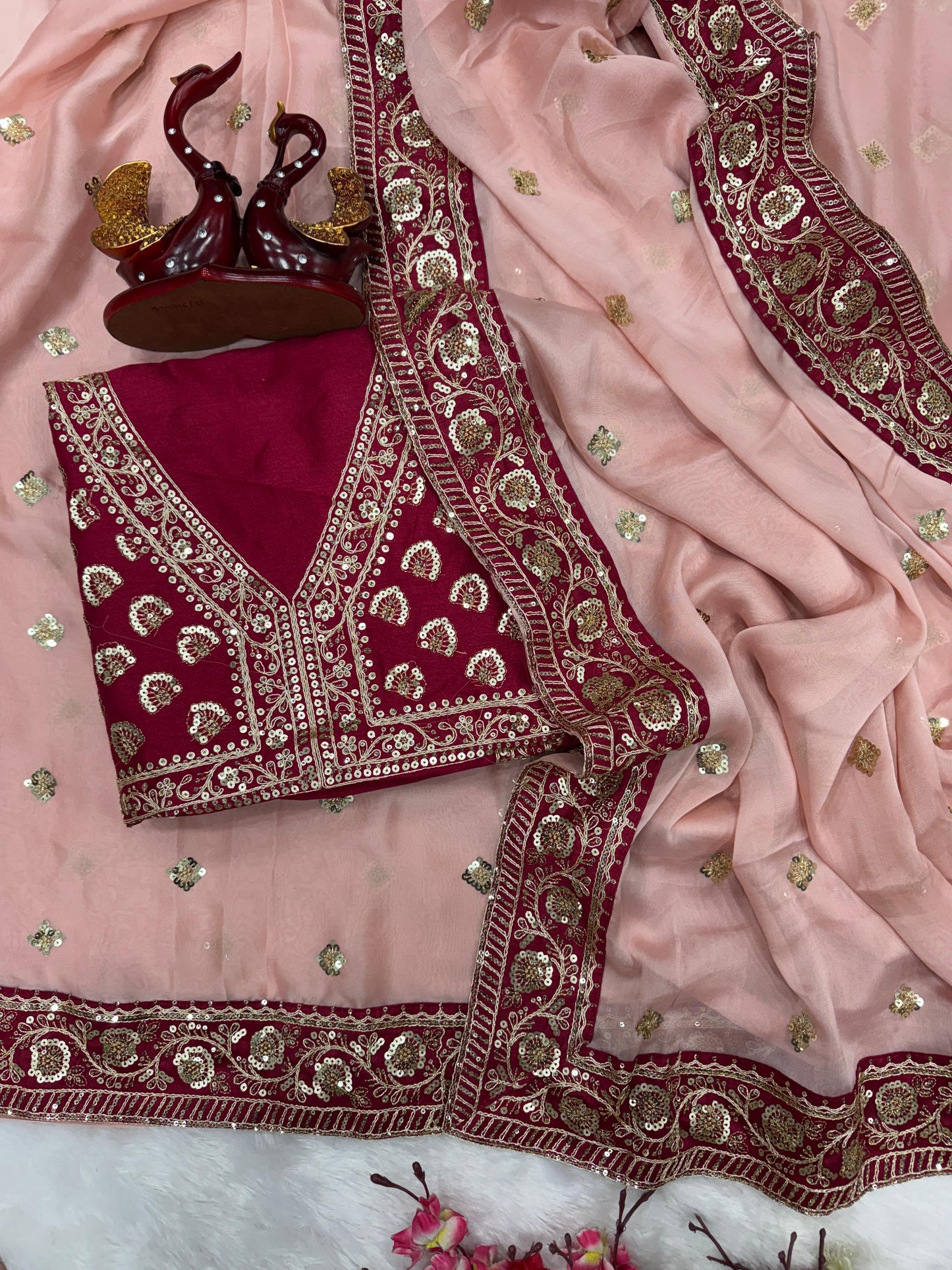 Kayatri New Soft Rangoli Silk Saree with Sequins & Dori Embroidery Work