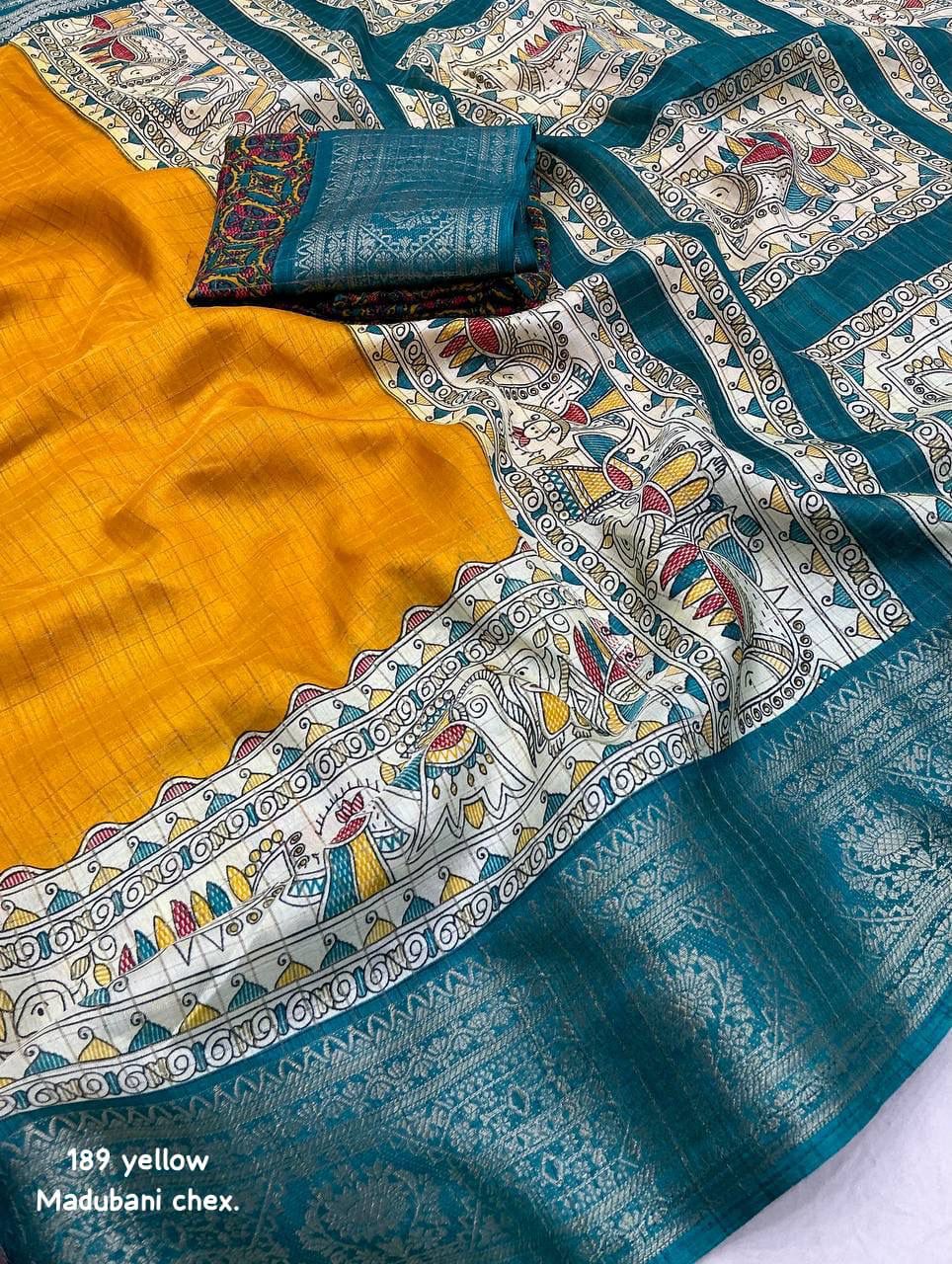 Kayatri New Graceful Kalamkari Pallu Saree with Weaving Checks & Zari Borders