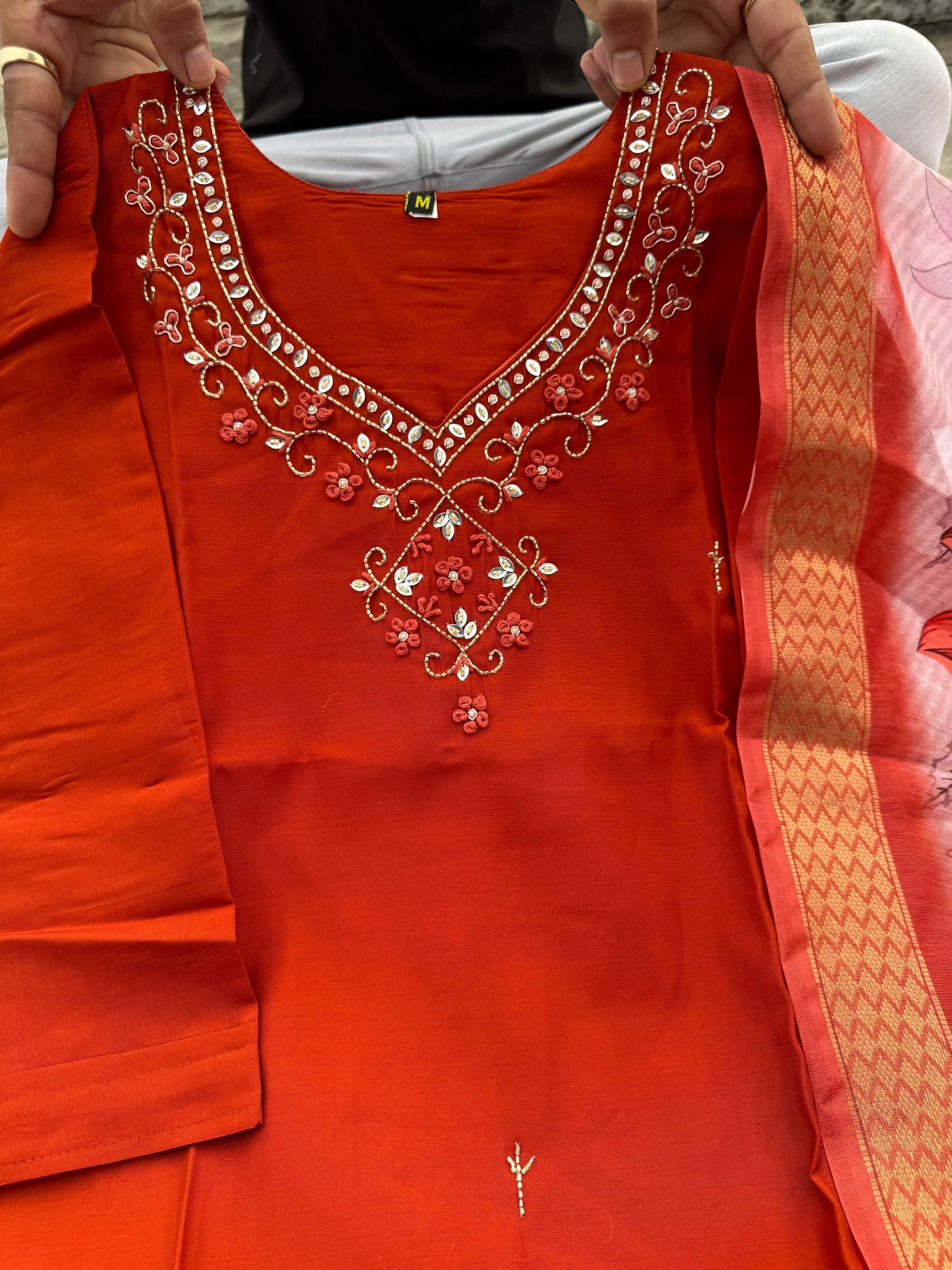 Kayatri New Elegant Roman Silk Kurti Set with Hand Work & Chanderi Digital Dupatta