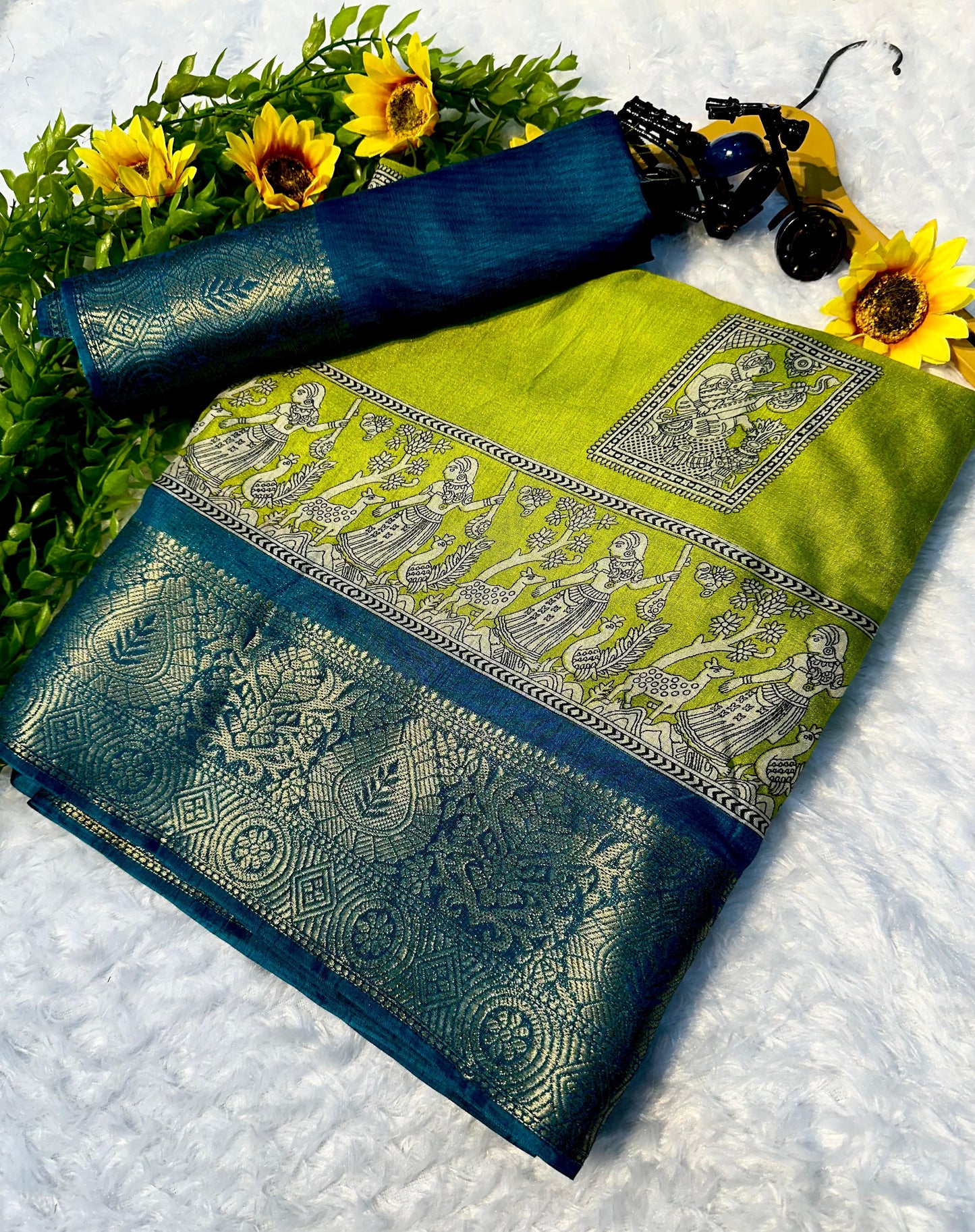 Kayatri New Soft Dola Silk Saree with Kalamkari Pallu & Matching Blouse