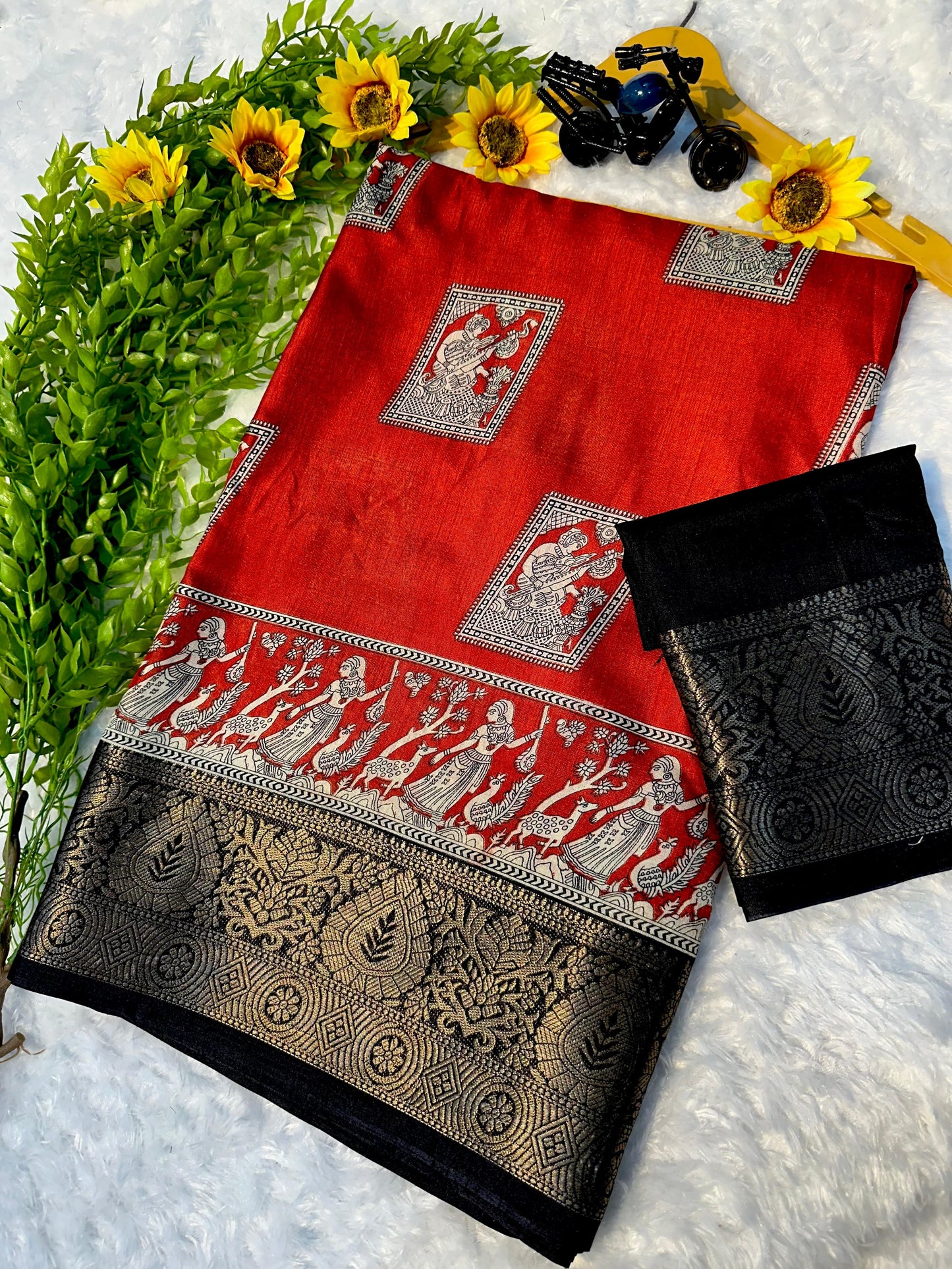 Kayatri New Soft Dola Silk Saree with Kalamkari Pallu & Matching Blouse